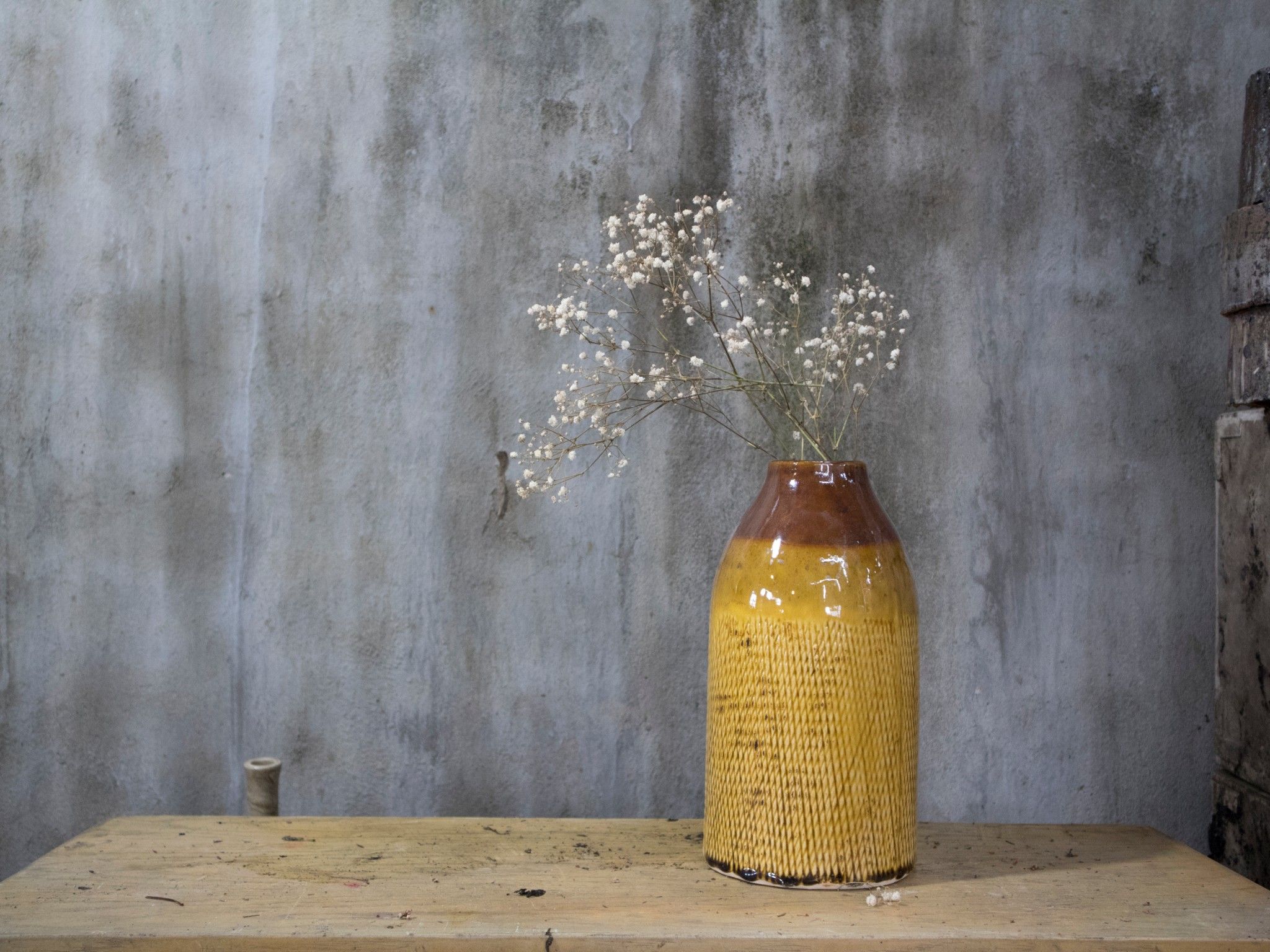 Bình sọc vàng, H 28cm