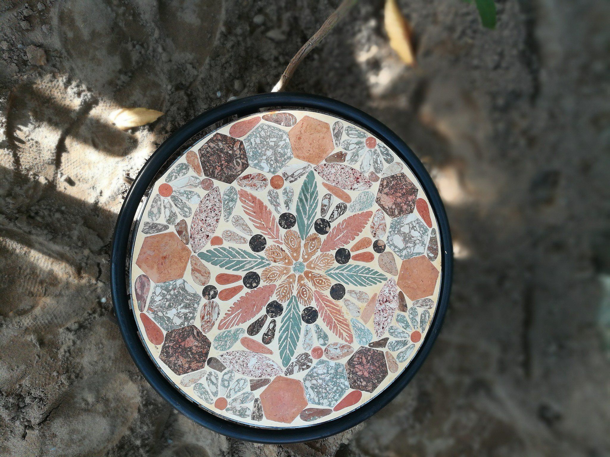 Mosaic cổ điển, đôn ghế gốm thấp, H25 cm