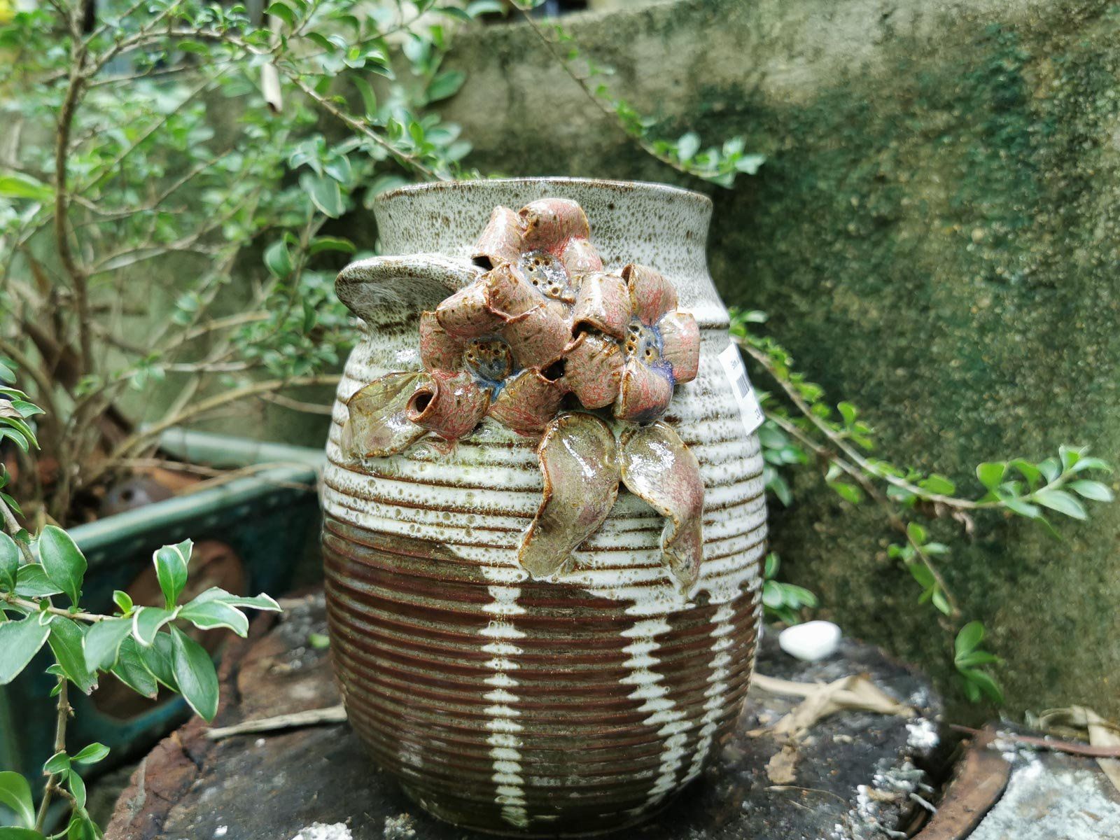 Bình đắp nổi nồi 2 tai, H16cm