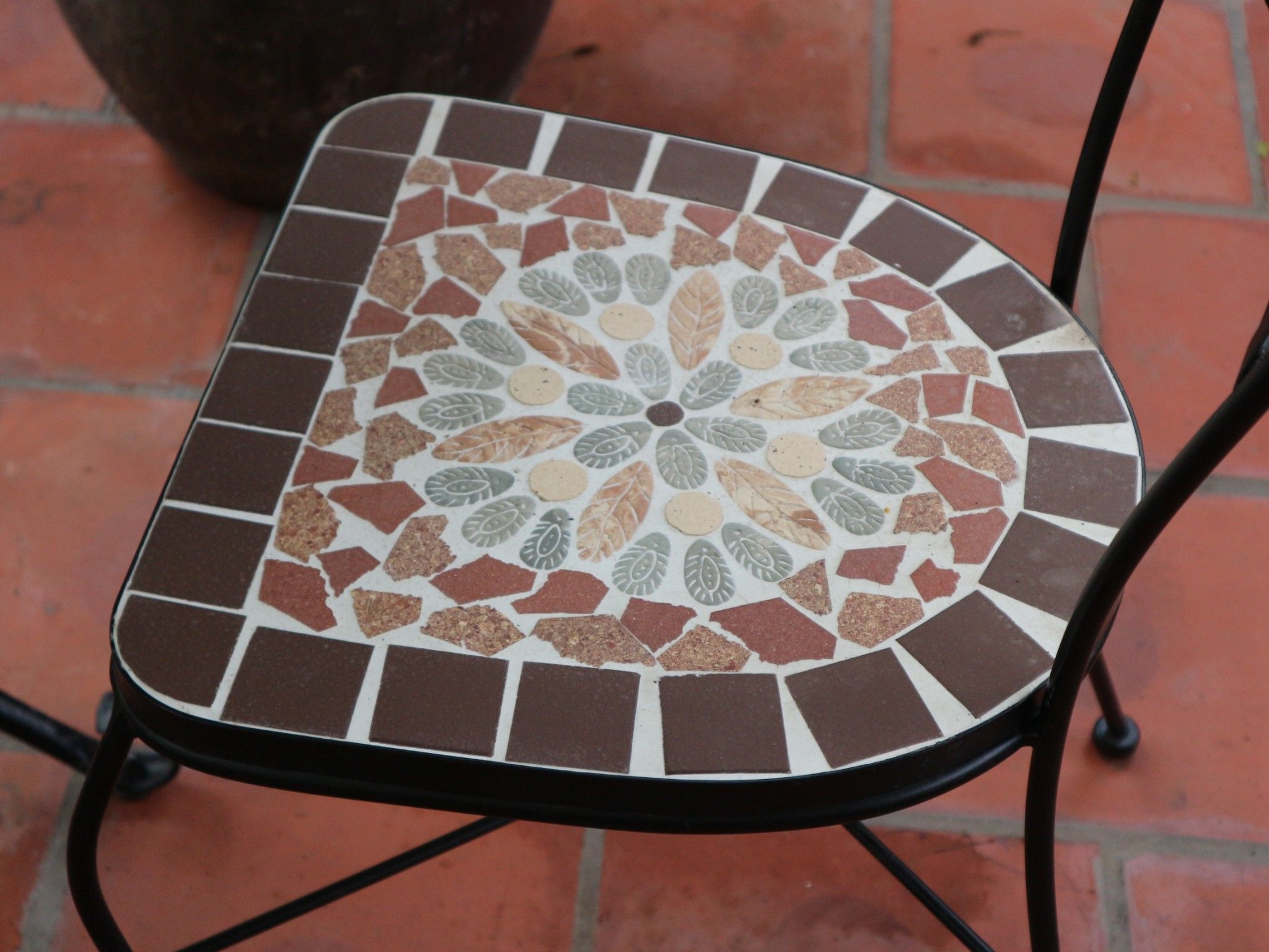 Mosaic hiện đại, ghế ghép gốm mặt hoa tuyết không tay, 46 x 58 x 92cm