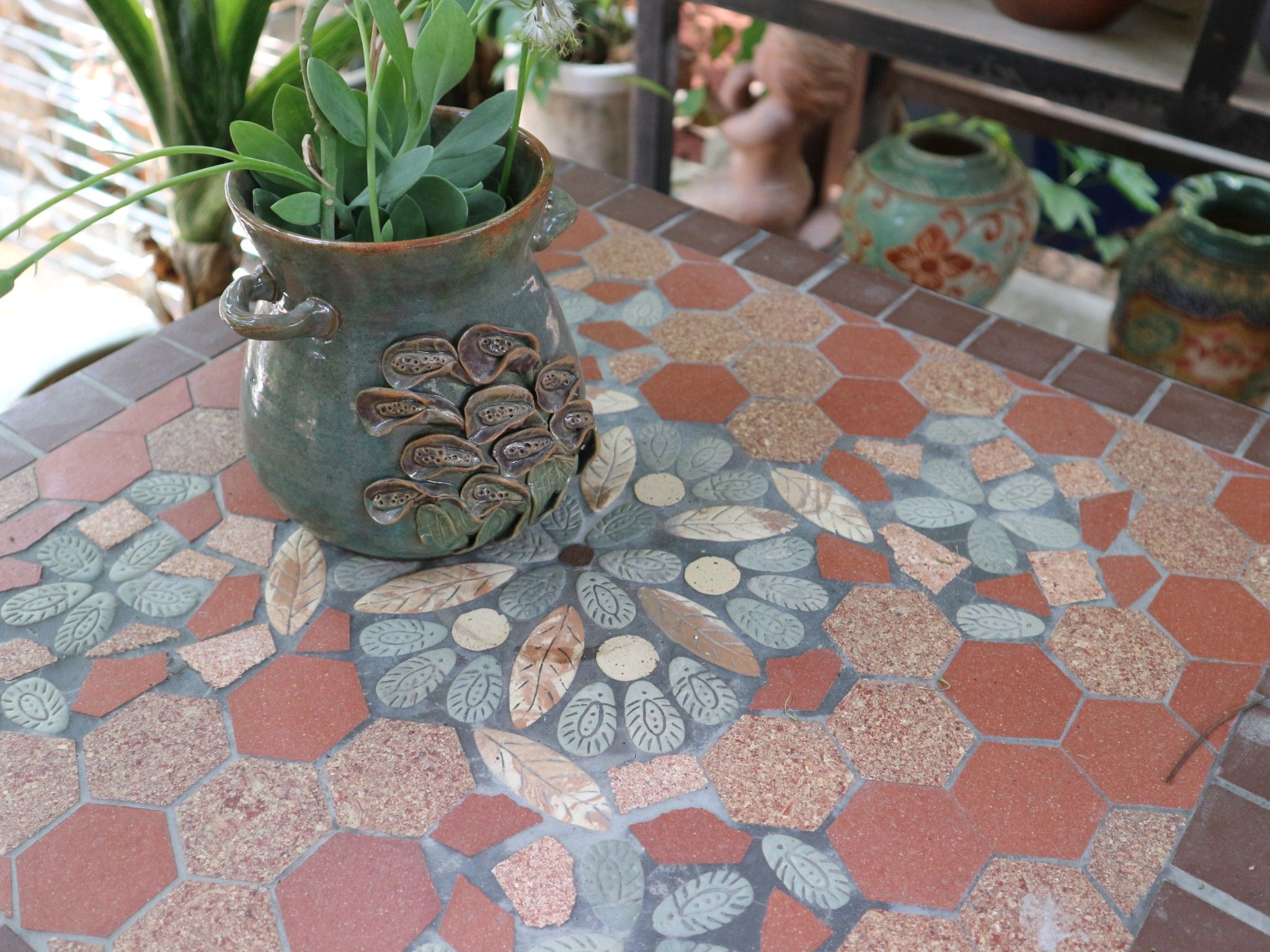Mosaic hiện đại, bàn ghép gốm vuông hoa văn hoa tuyết, R60cm