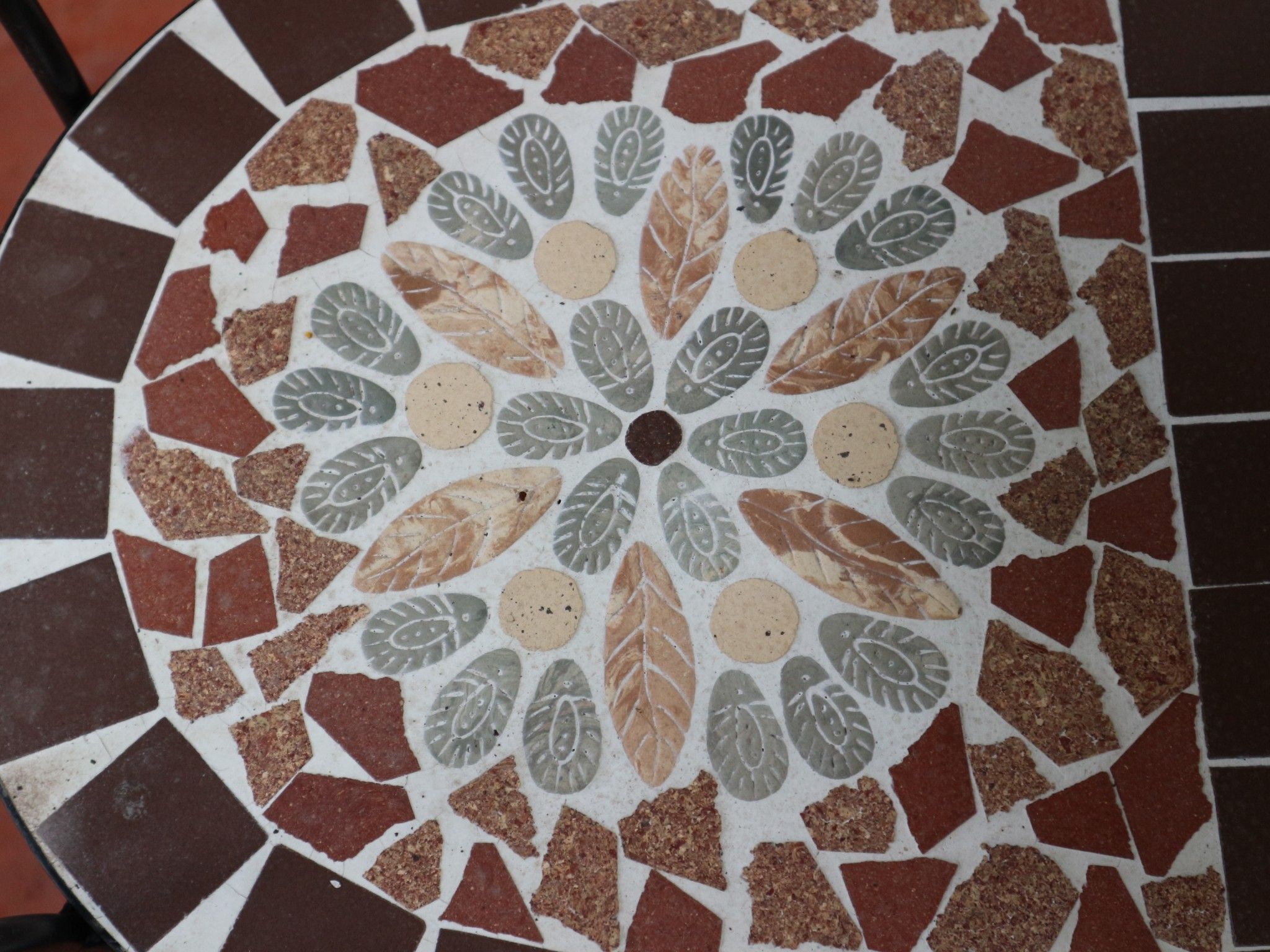 Mosaic hiện đại, ghế ghép gốm mặt hoa tuyết không tay, 46 x 58 x 92cm