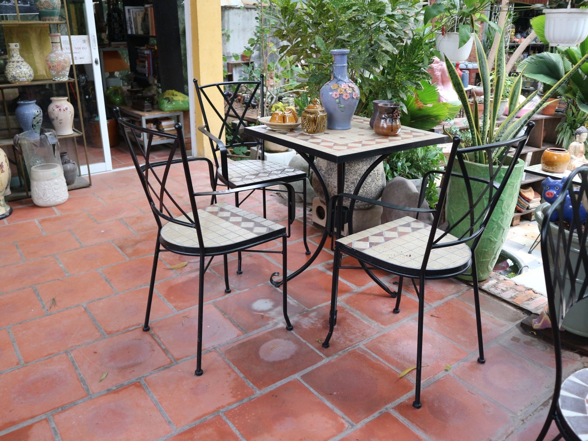 Mosaic hiện đại, bàn ghép gốm vuông hoa văn cửa ô, R60cm