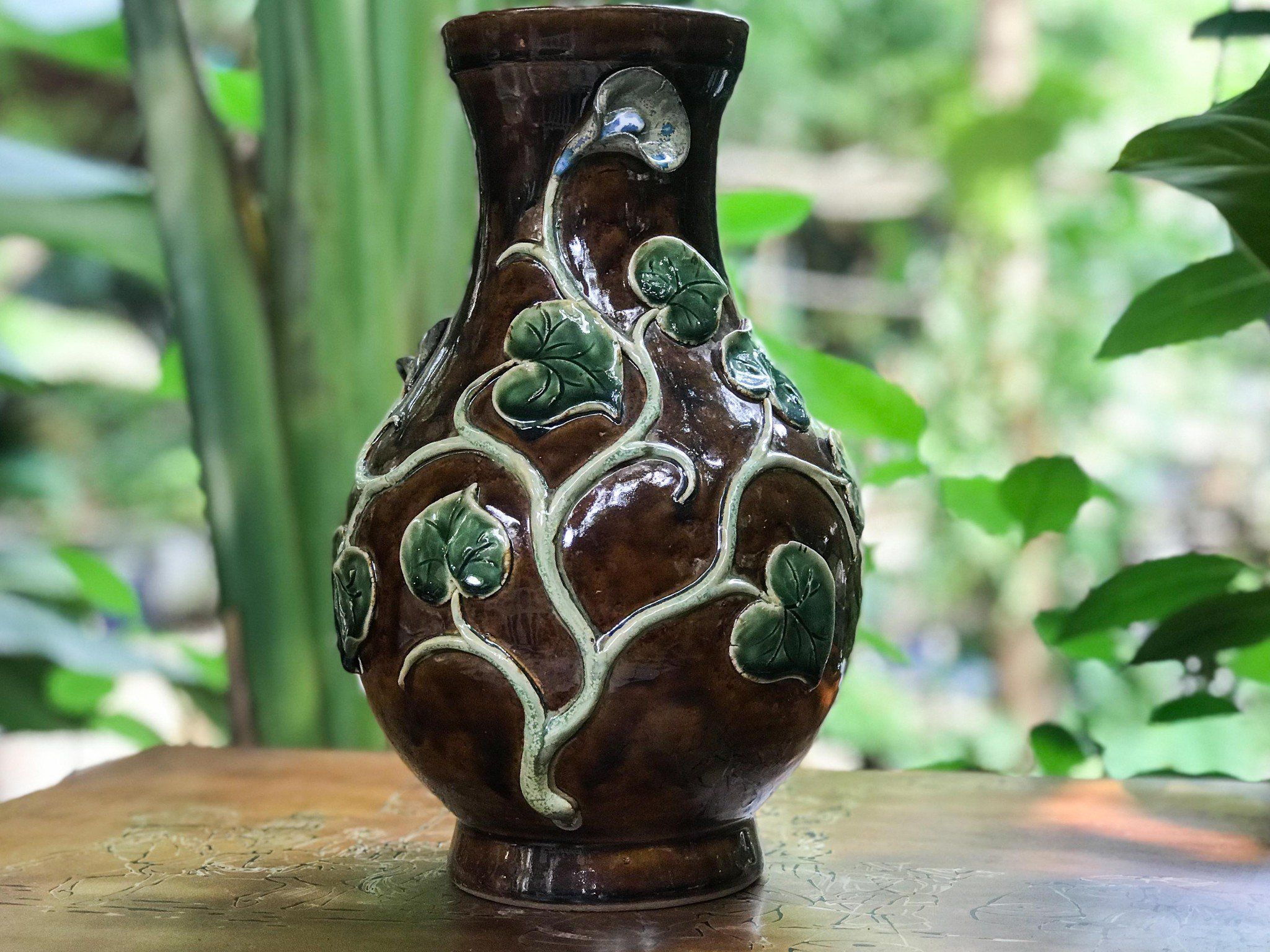 Bình đắp nổi miệng đấu, R10xC20cm