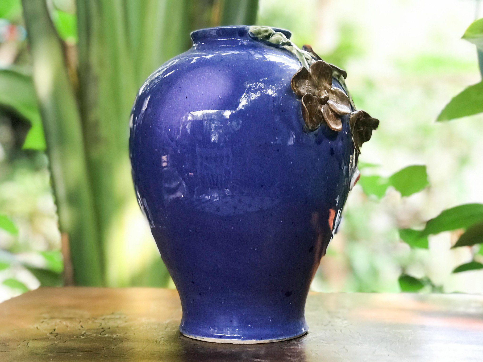 Bình giỏ cá đắp nổi, R9xC34cm