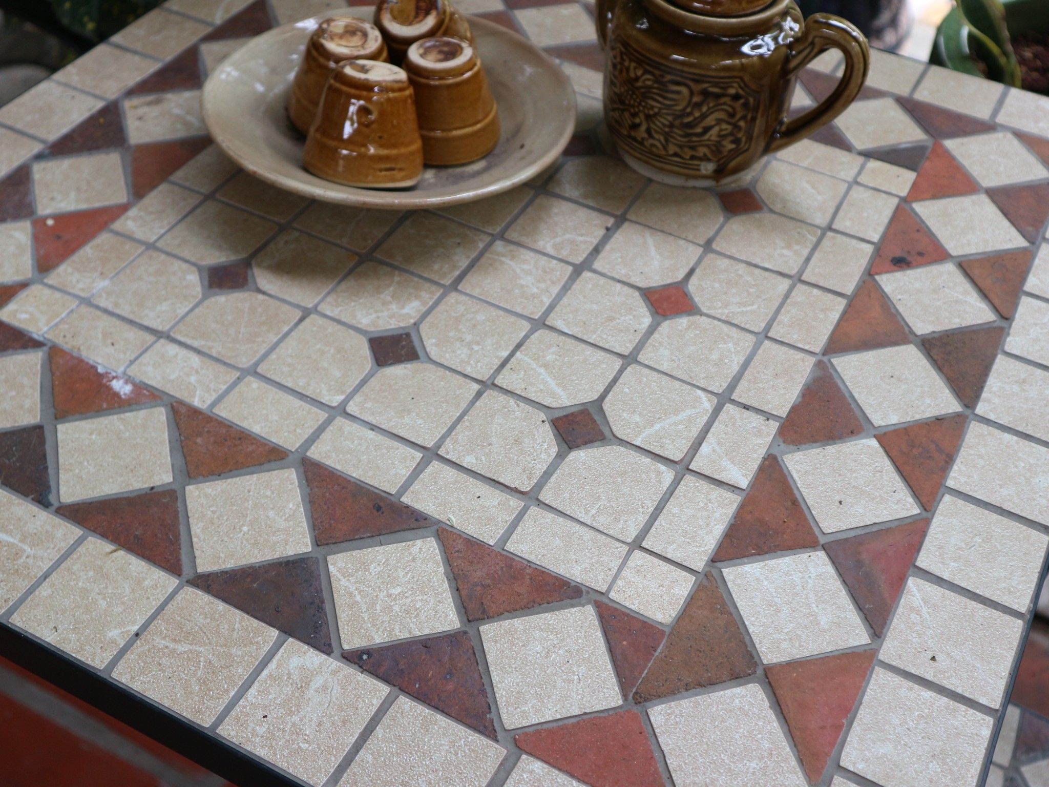 Mosaic hiện đại, bàn ghép gốm vuông hoa văn cửa ô, R60cm