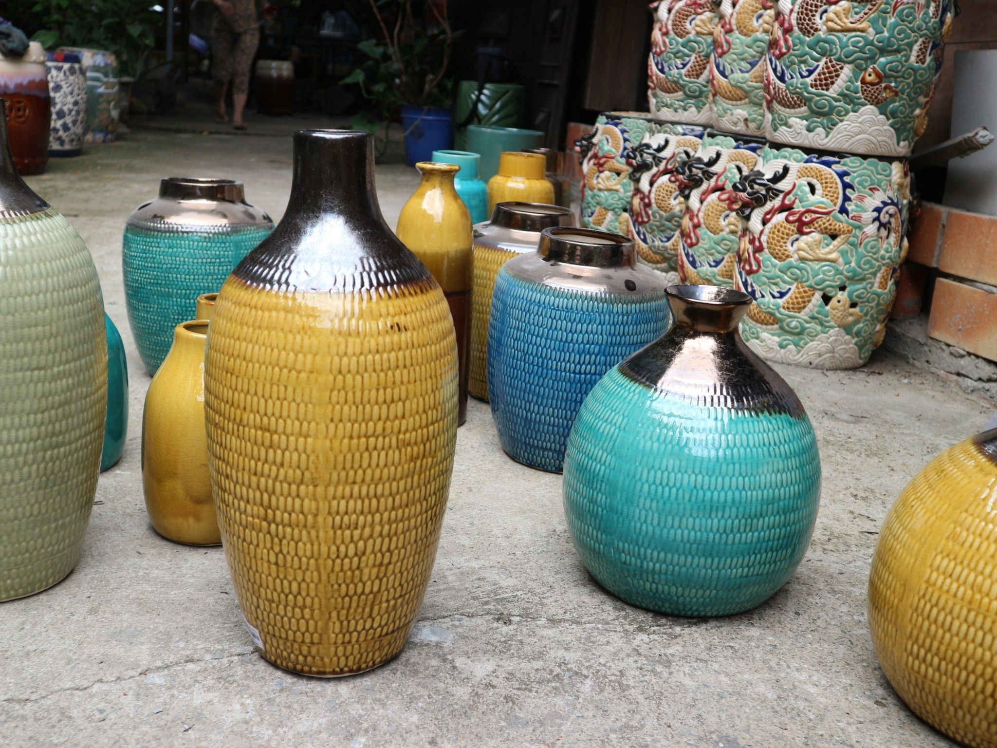 Bình cao cổ đồng, H45 cm