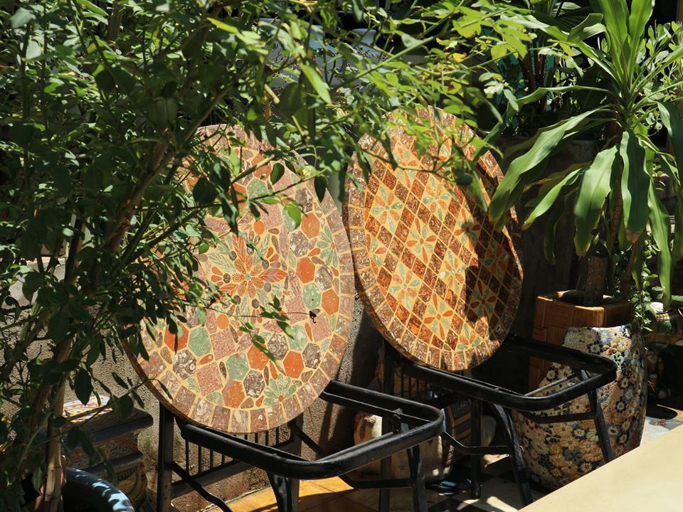 Mosaic cổ điển, mặt bàn gốm tròn, R60 cm