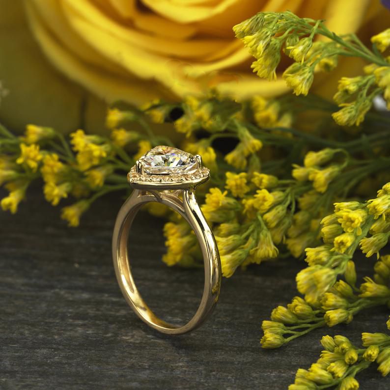 Nhẫn Đính Hôn vàng 10k/14k/18k Đính Đá Moissanite Mã Số NDH_ZHE_27_3108