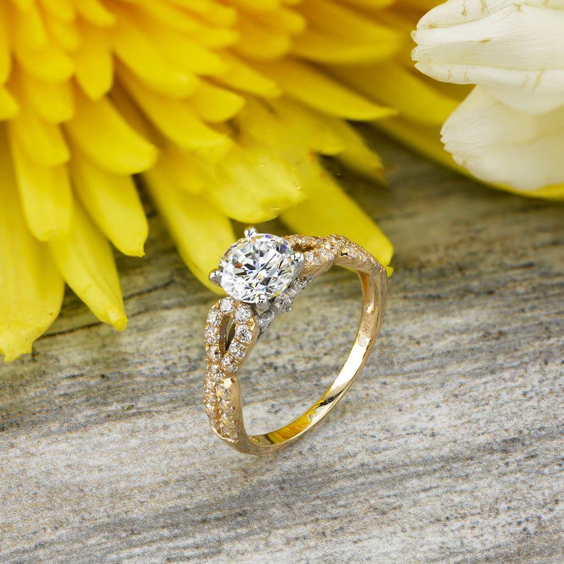 Nhẫn Đính Hôn vàng 10k/14k/18k Đính Đá Moissanite Mã Số NDH_ZHE_20_3108