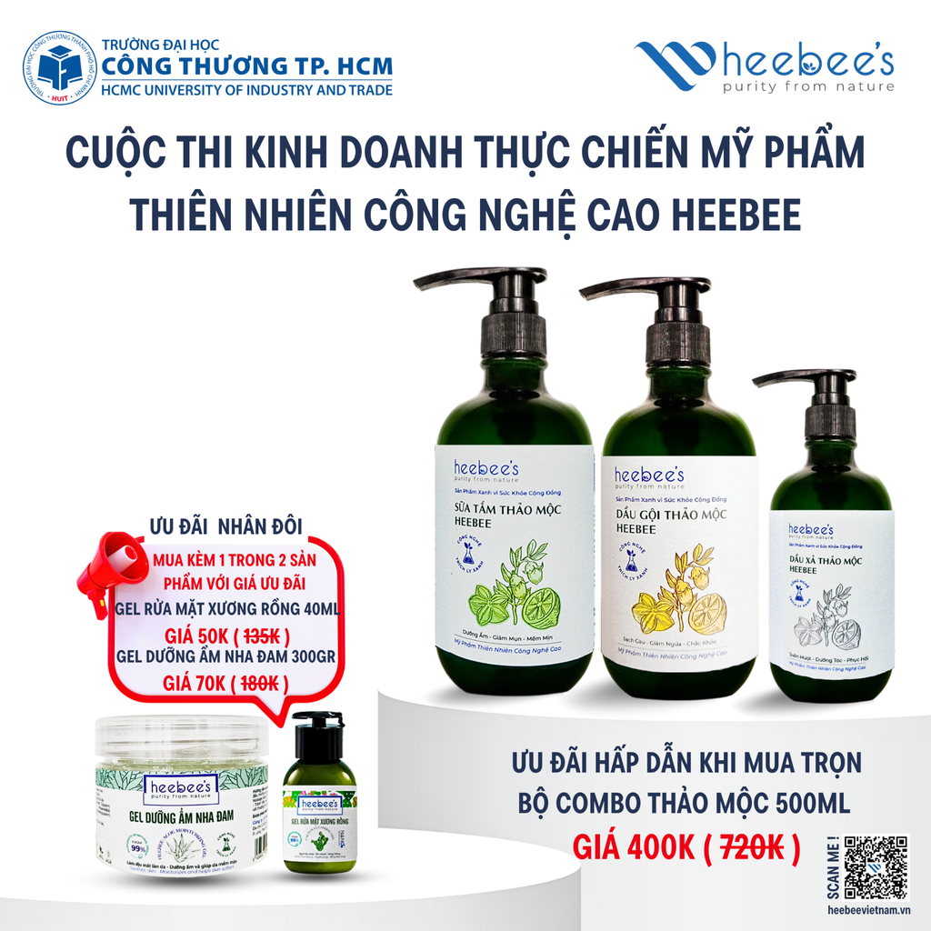 Combo Gội Tắm Xả Thảo Mộc Heebee