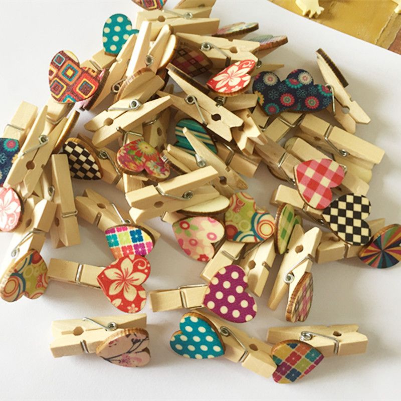 Set 10 Kẹp Gỗ Trái Tim