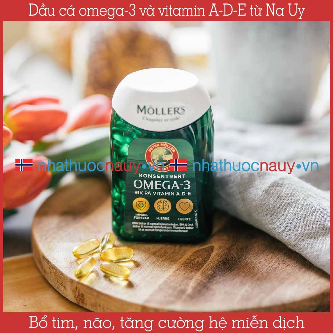 Dầu cá omega-3 và vitamin A-D-E | Möller’s Konsentrert Omega-3