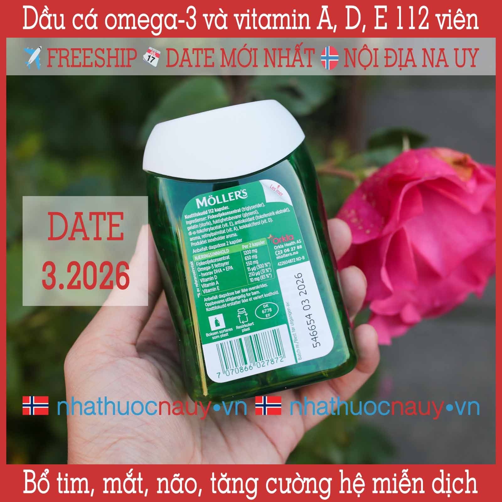 Dầu cá omega-3 và vitamin A-D-E | Möller’s Konsentrert Omega-3