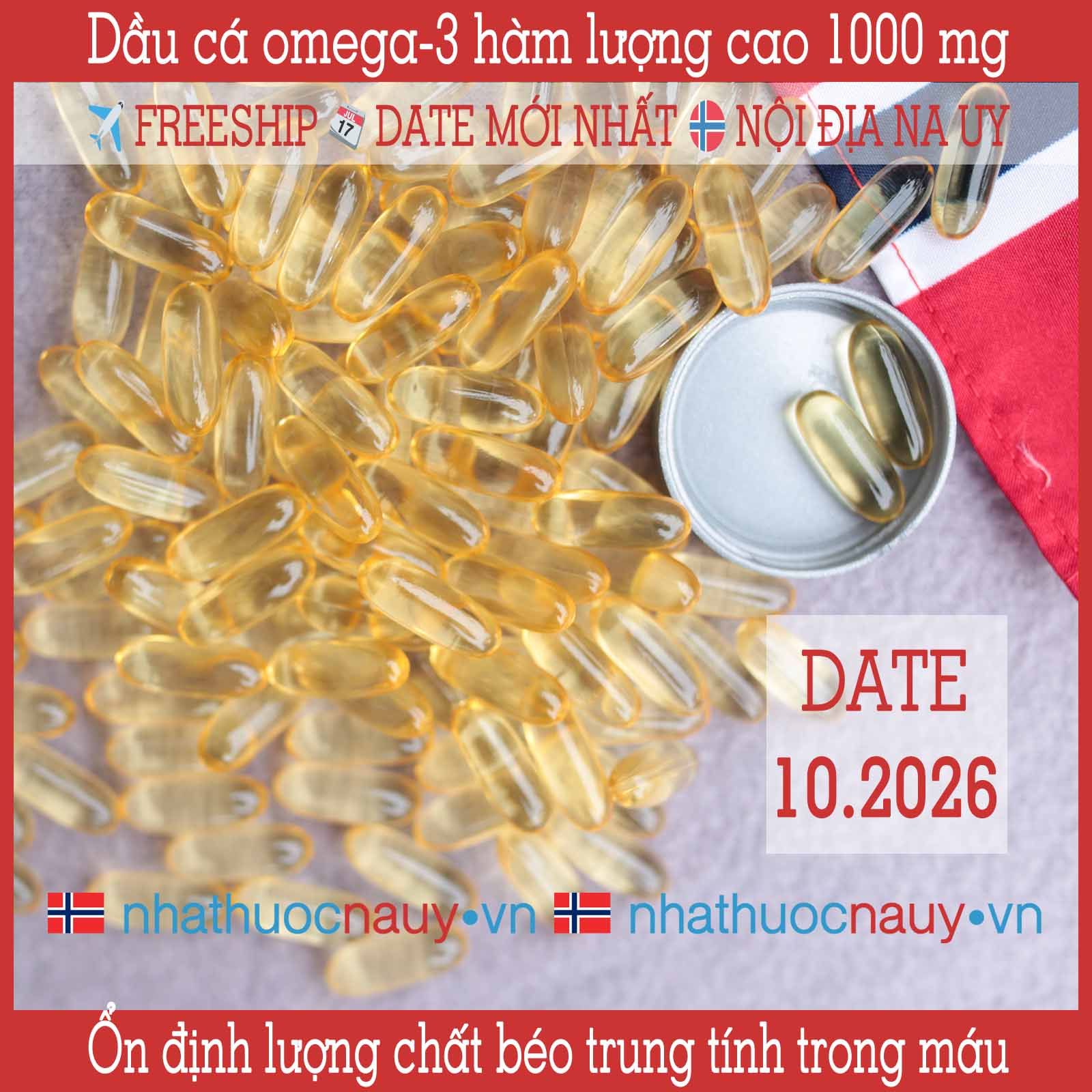 Dầu cá omega-3 hàm lượng cao | Nycoplus Høykonsentrert Omega-3 1000 mg
