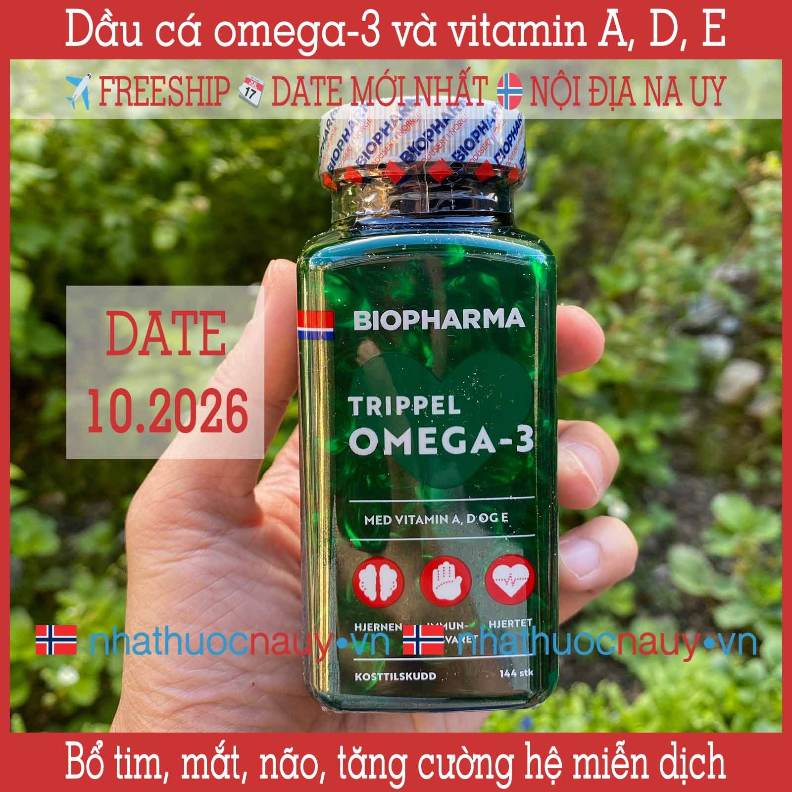 Dầu cá omega-3 và vitamin A, D, E | Biopharma Trippel Omega-3