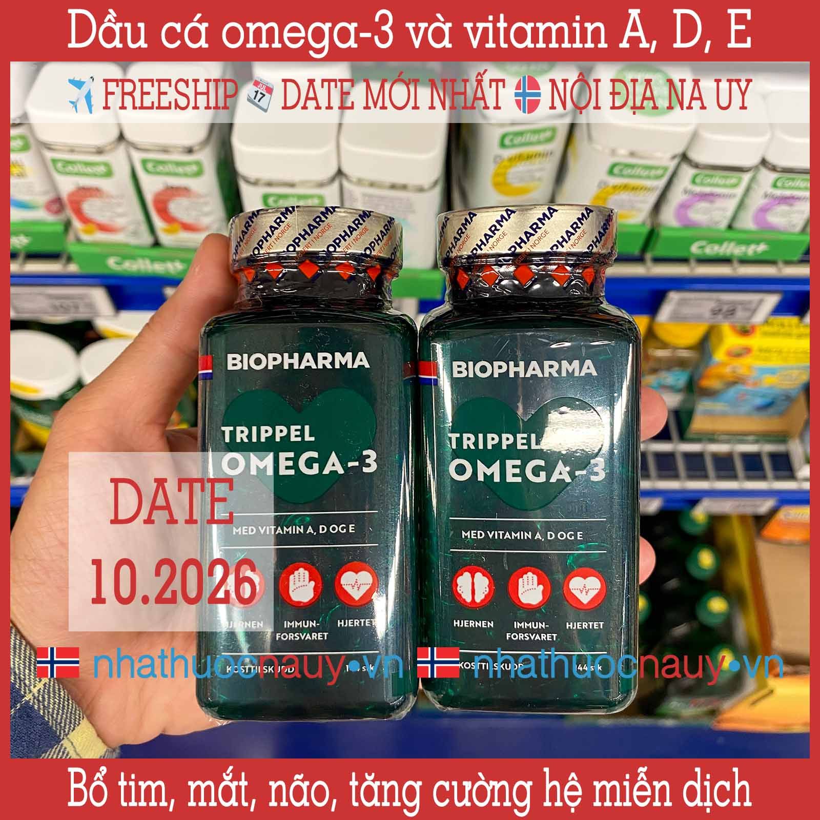 Dầu cá omega-3 và vitamin A, D, E | Biopharma Trippel Omega-3