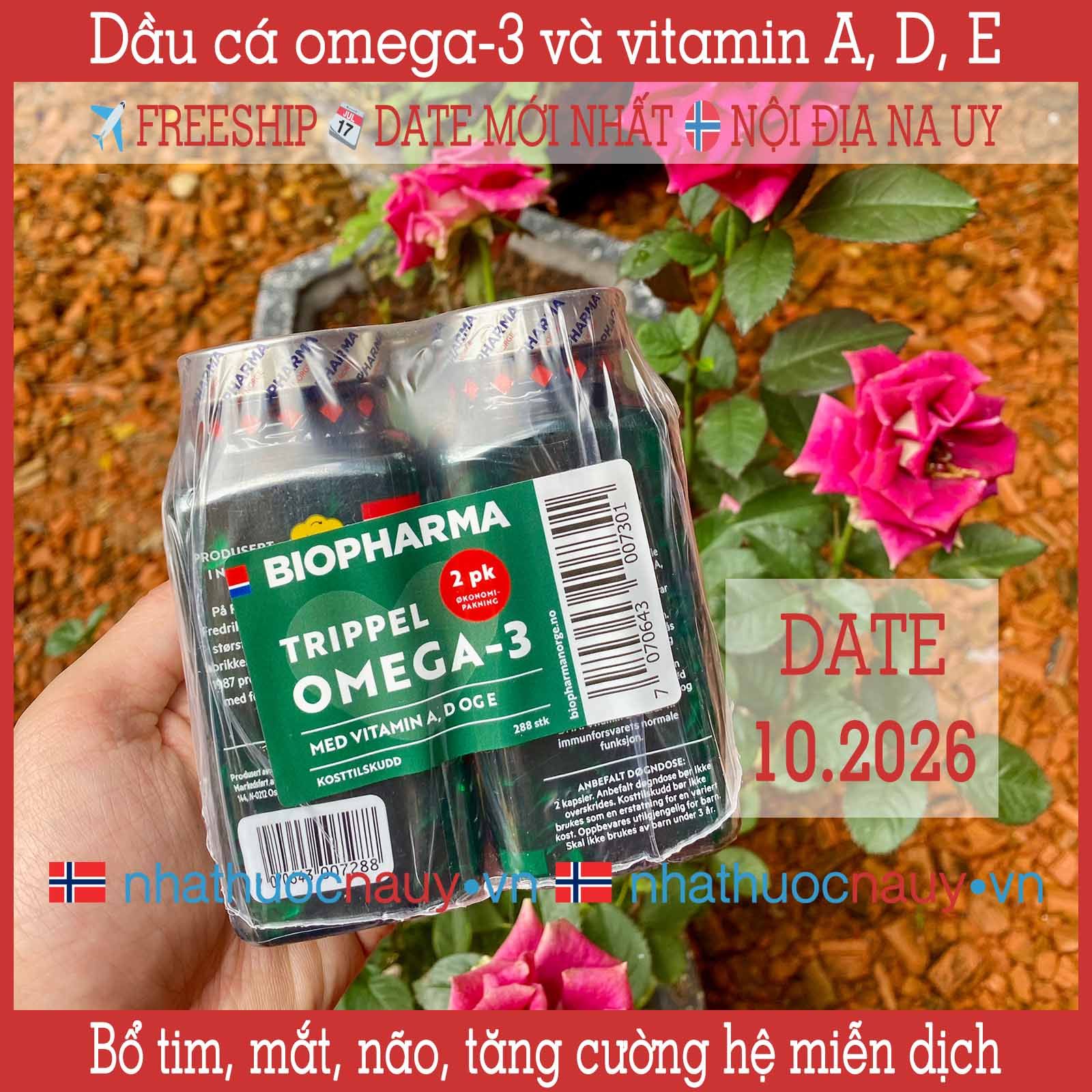 Dầu cá omega-3 và vitamin A, D, E | Biopharma Trippel Omega-3