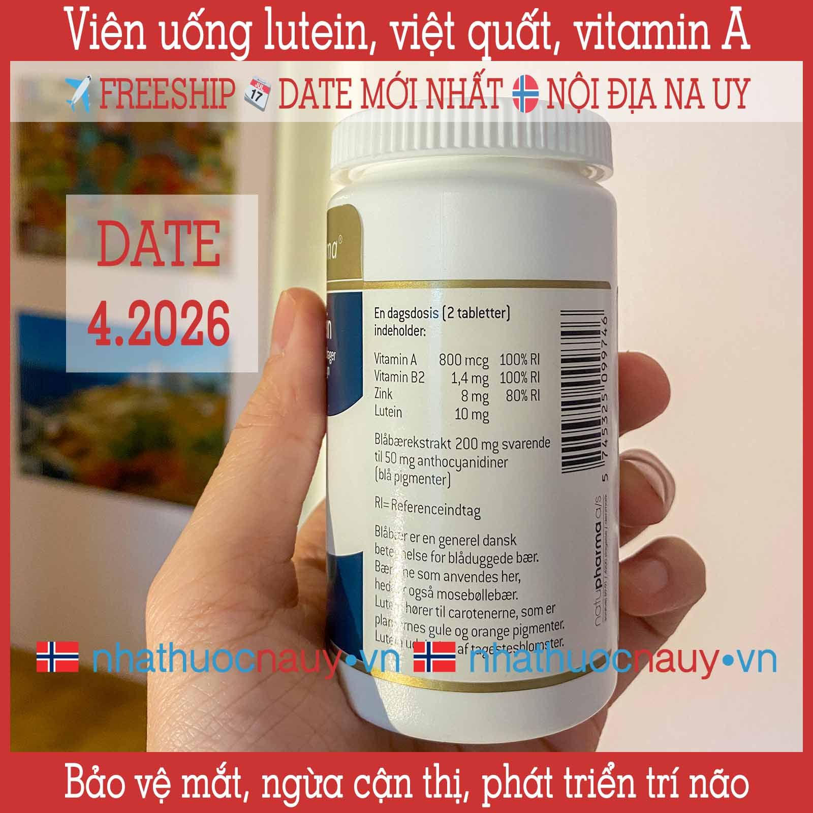 Viên uống bổ mắt Blåbær + Lutein