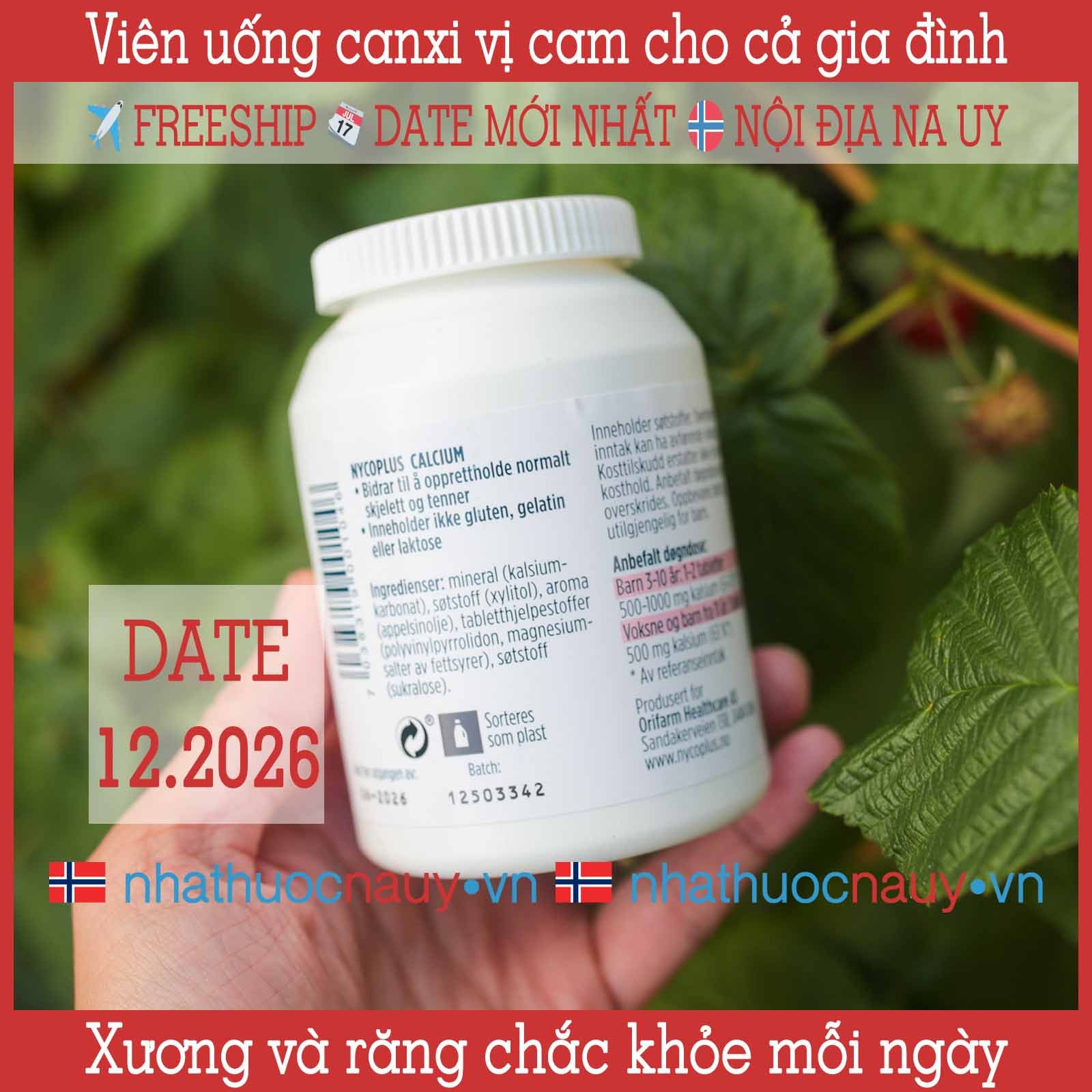 Viên uống canxi vị cam | Nycoplus Calcium 500 mg