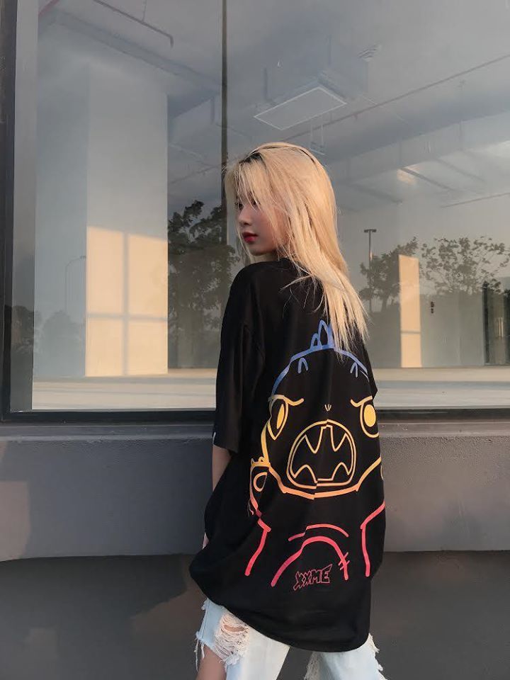 Áo Thun Rainbow Angry RAWR Tshirt - BLACK