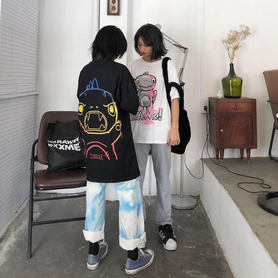 Áo Thun Rainbow Angry RAWR Tshirt - BLACK