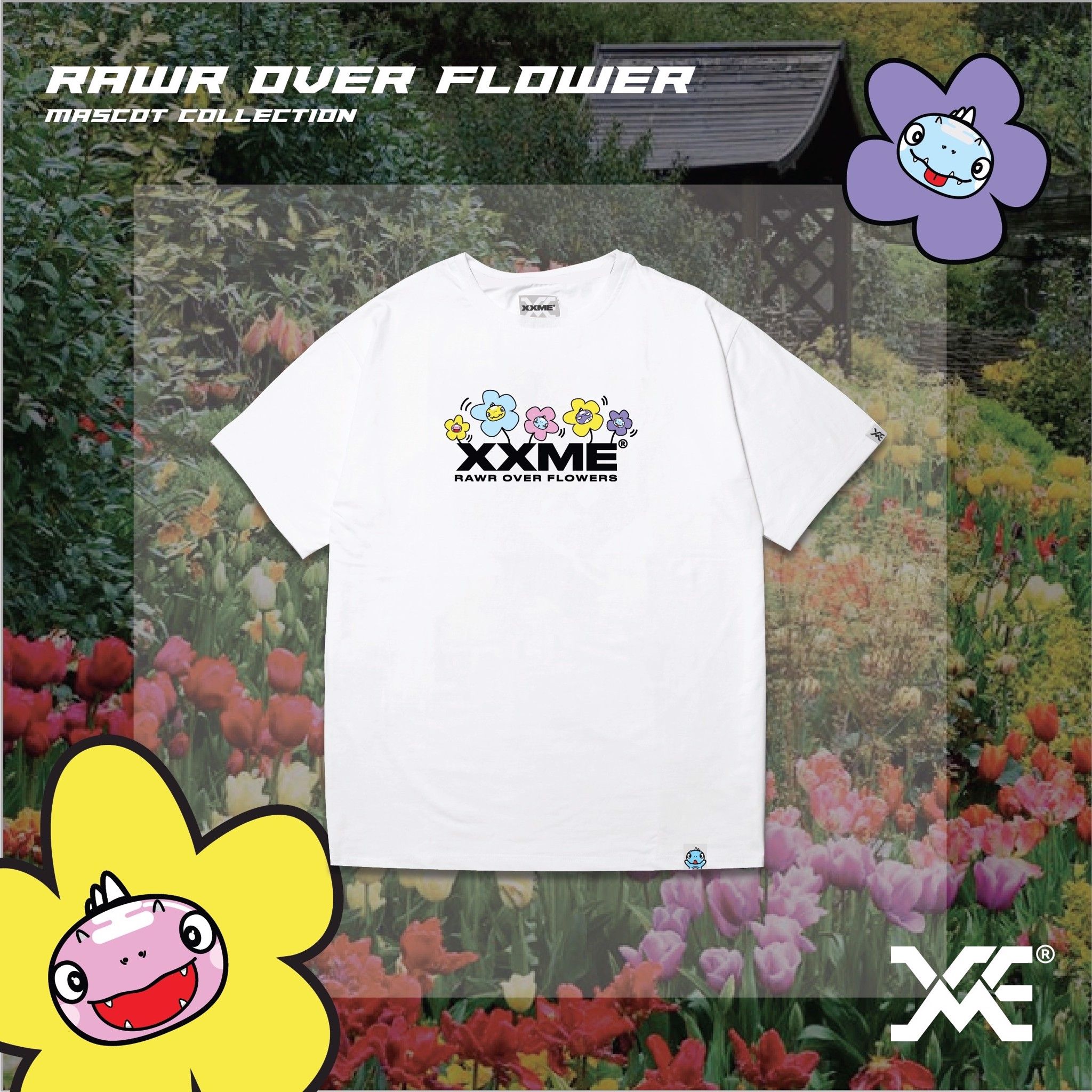 Áo Thun Rawr Over Flower Tshirt - White