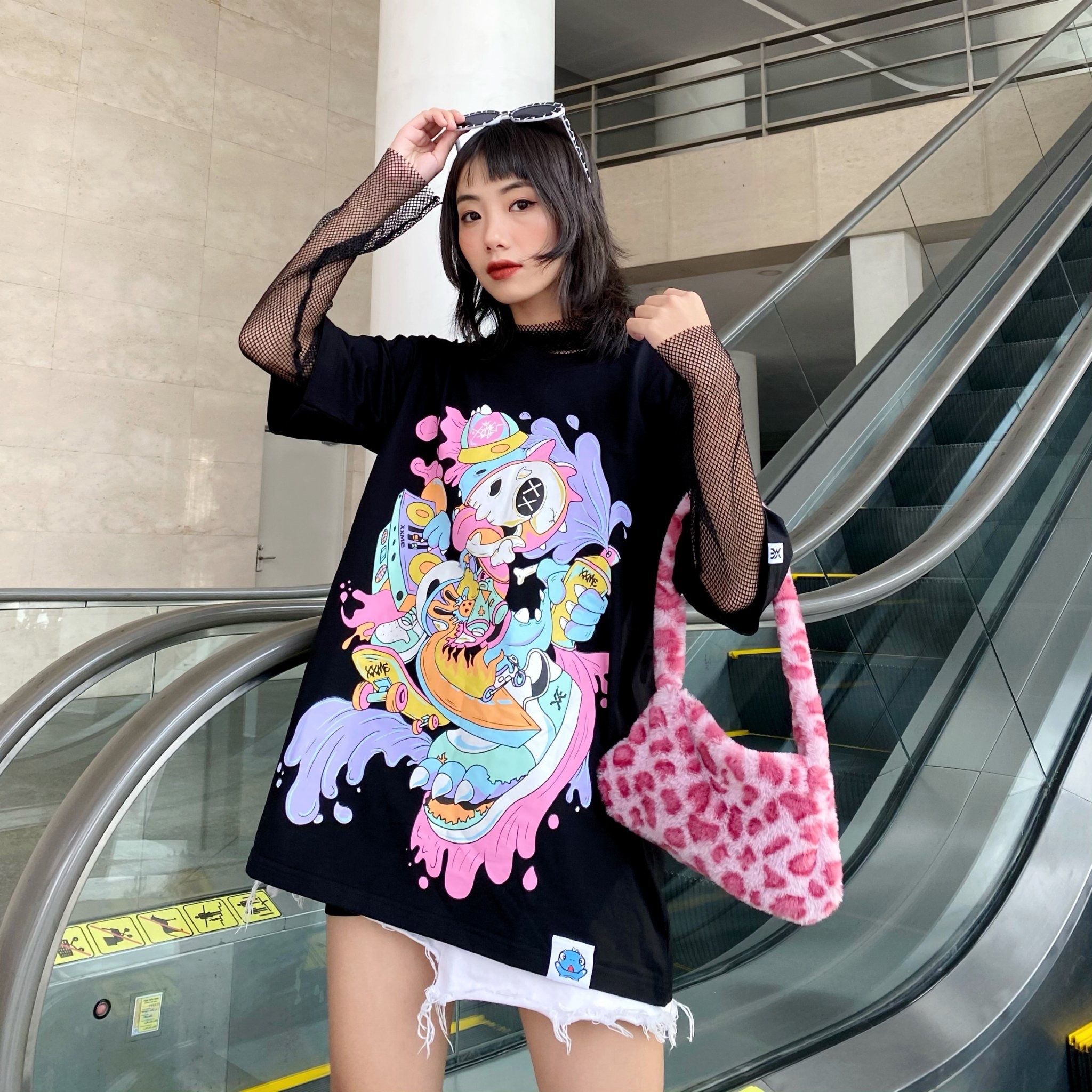 Áo Thun X-RAY RAWR Skeleton Tee - Black