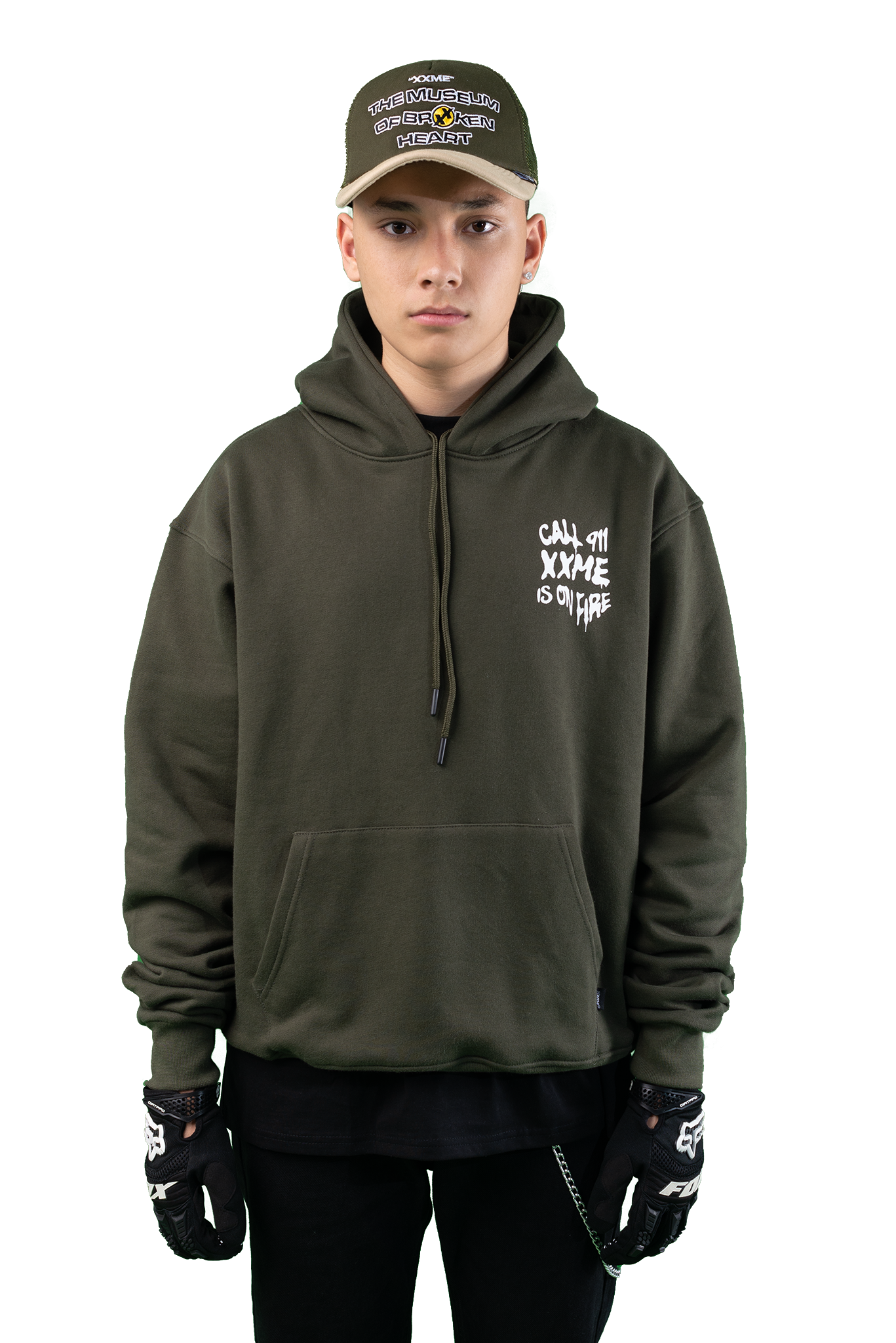  Áo Hoodie XXME On Fire - Olive 