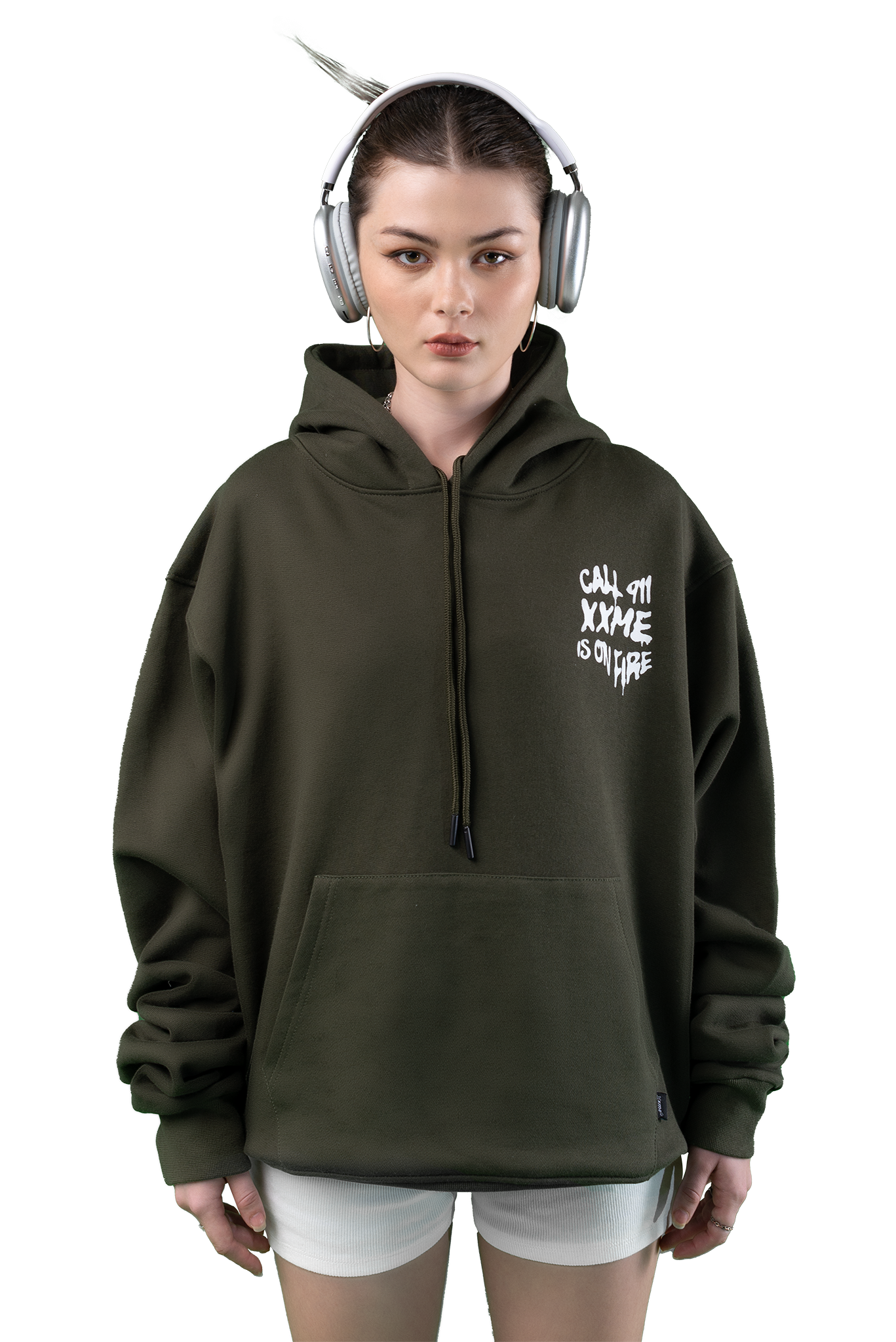  Áo Hoodie XXME On Fire - Olive 