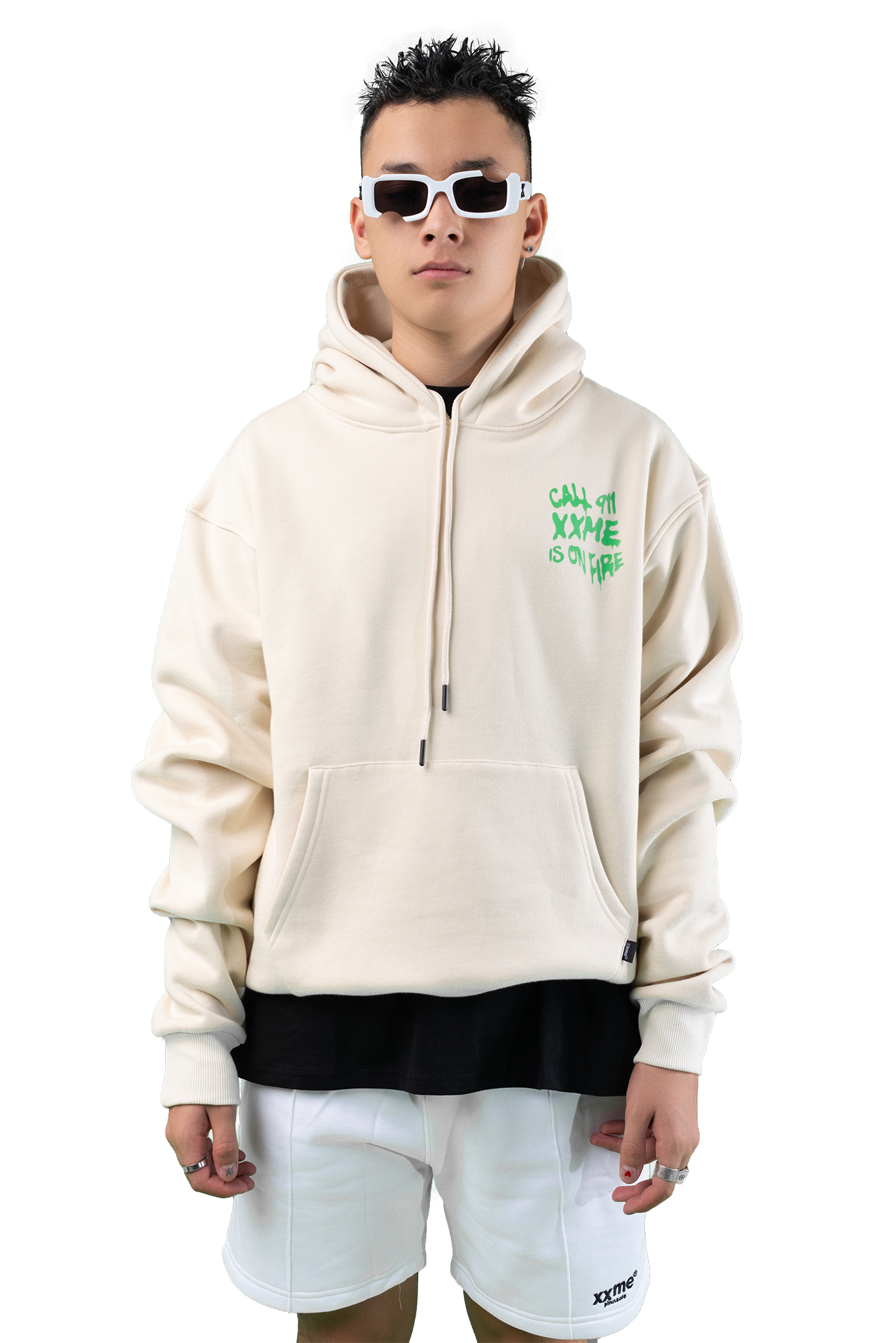  Áo Hoodie XXME On Fire - Beige 