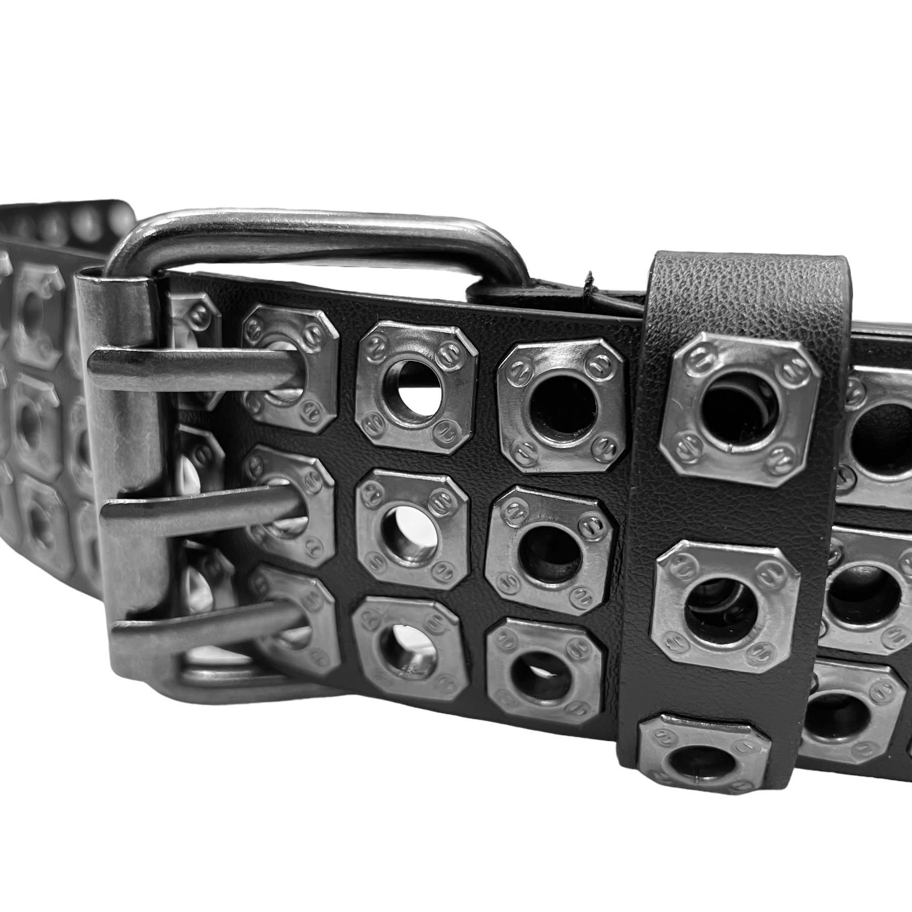 3 Row Punk Belt XXME - Black/ Silver