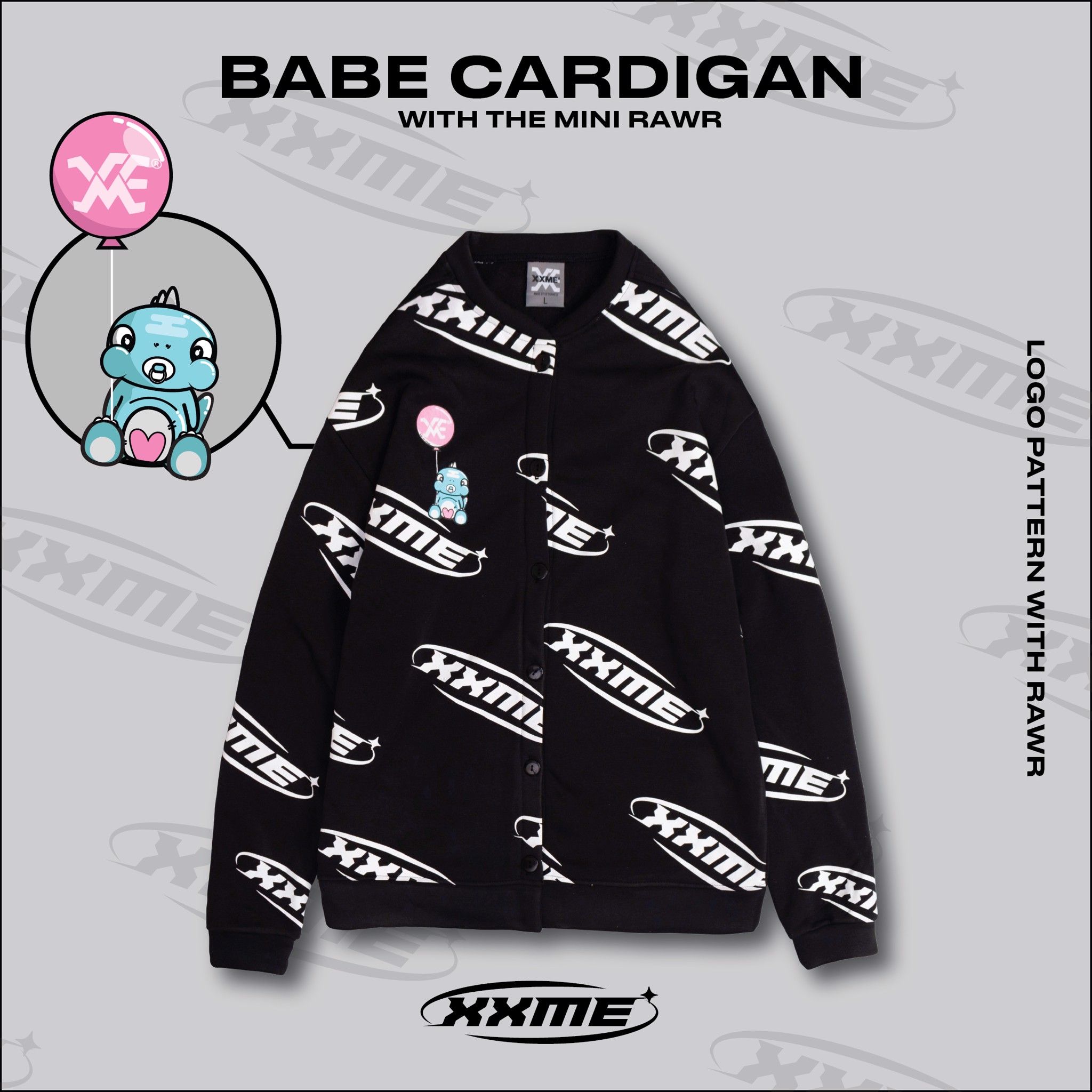  Áo Khoác Babe RAWR Cardigan - Black 