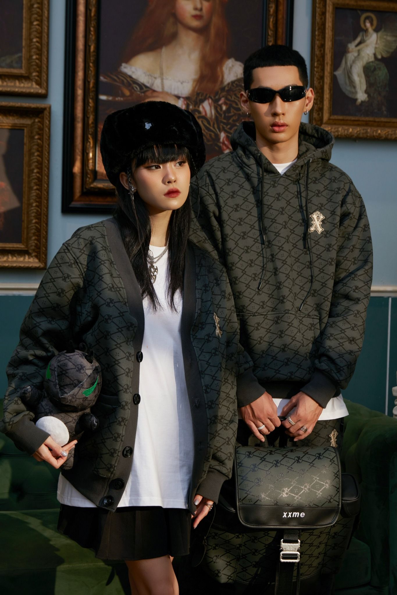Áo Hoodie X2 Monogram - Gray