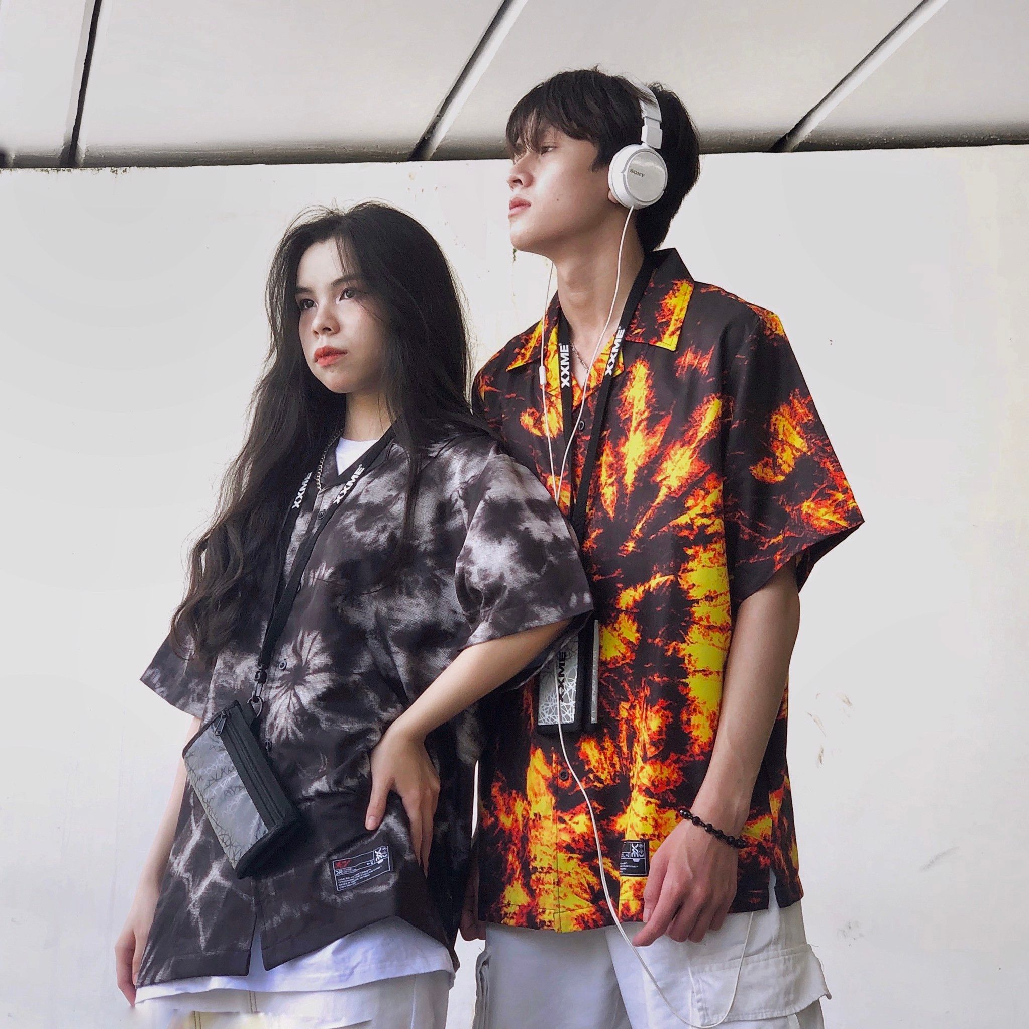  Áo Sơ Mi Black - Tie dye Shirt - Phản quang cầu vồng 