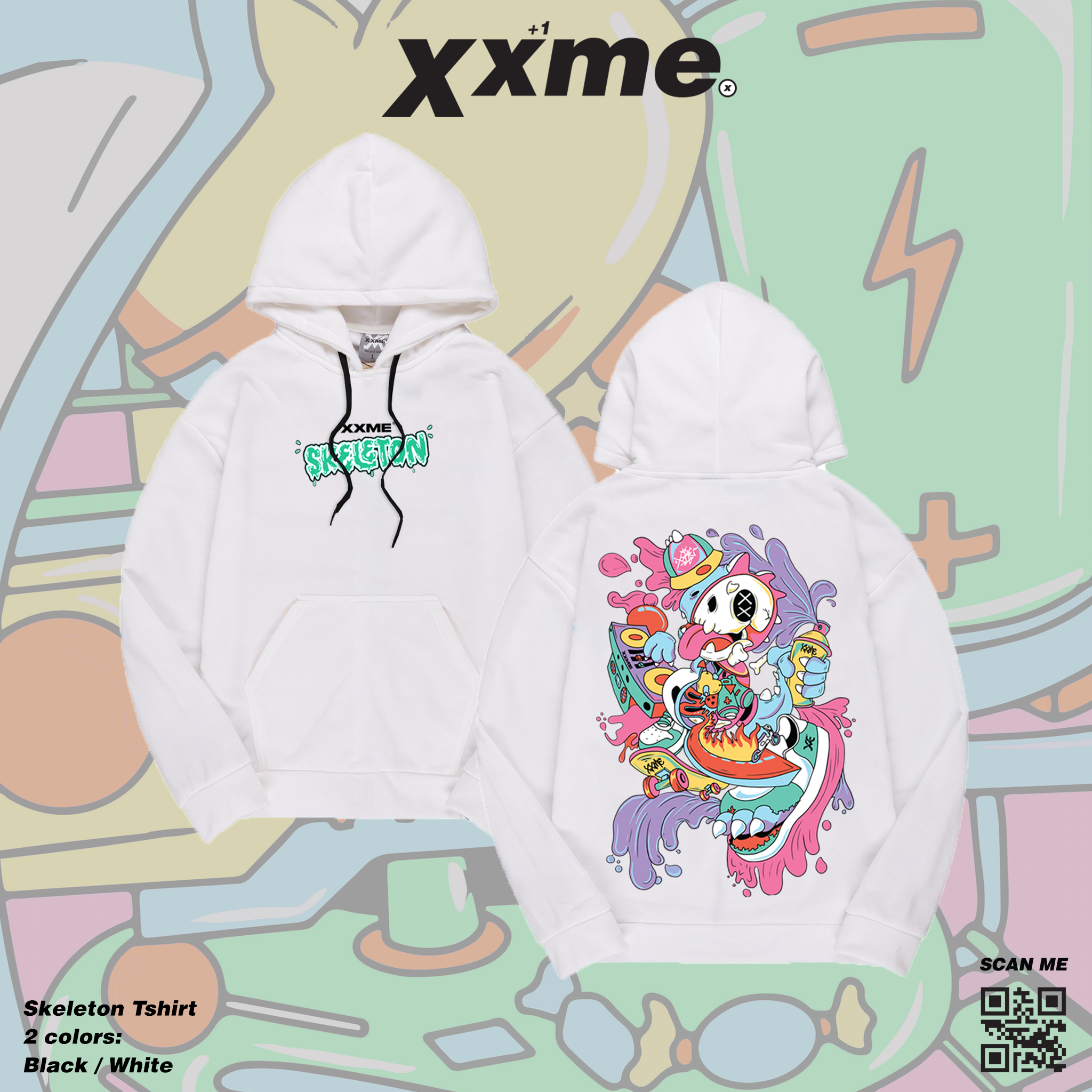 Áo Khoác X-RAY RAWR Skeleton Hoodie - White