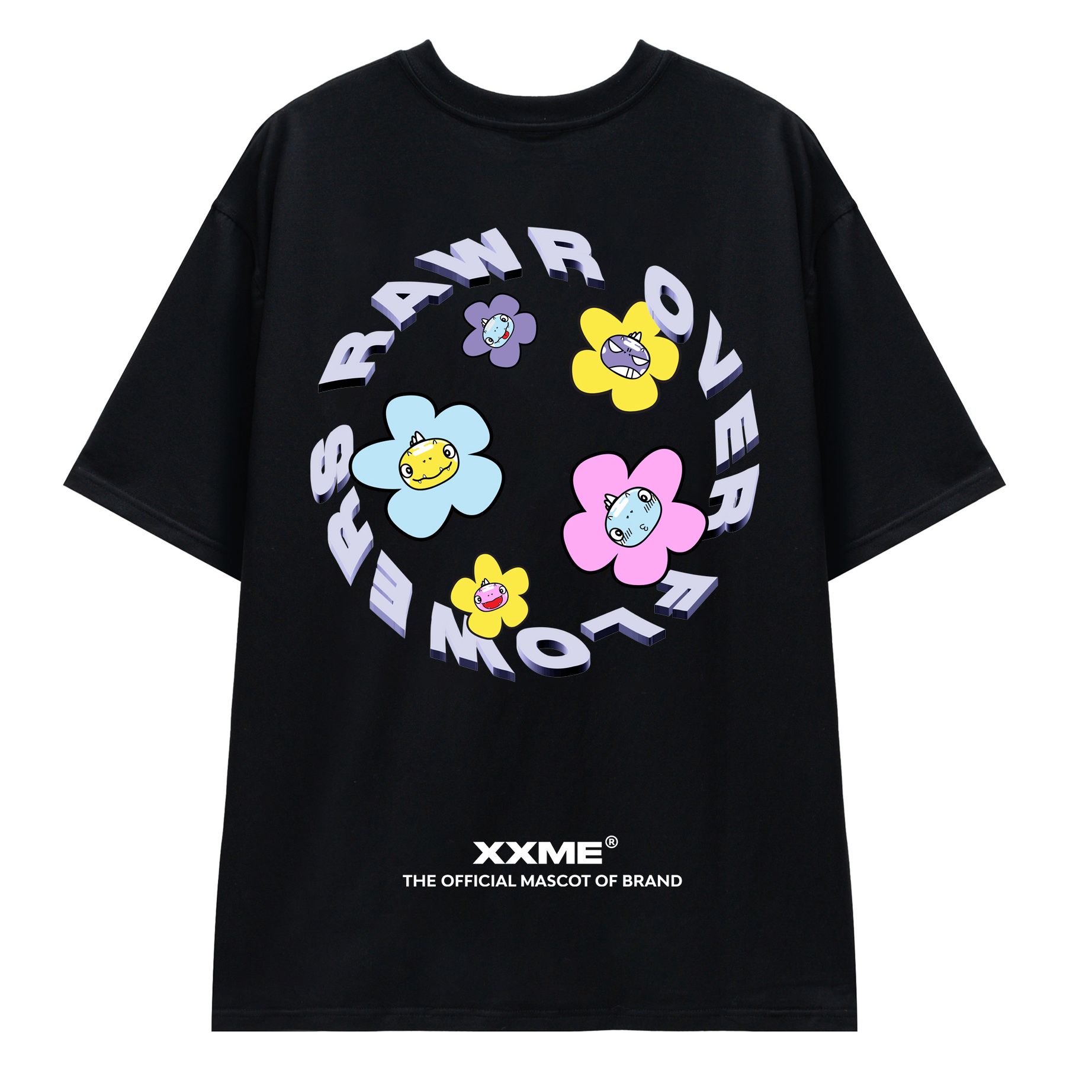  Áo Thun Rawr Over Flower Tshirt - Black 