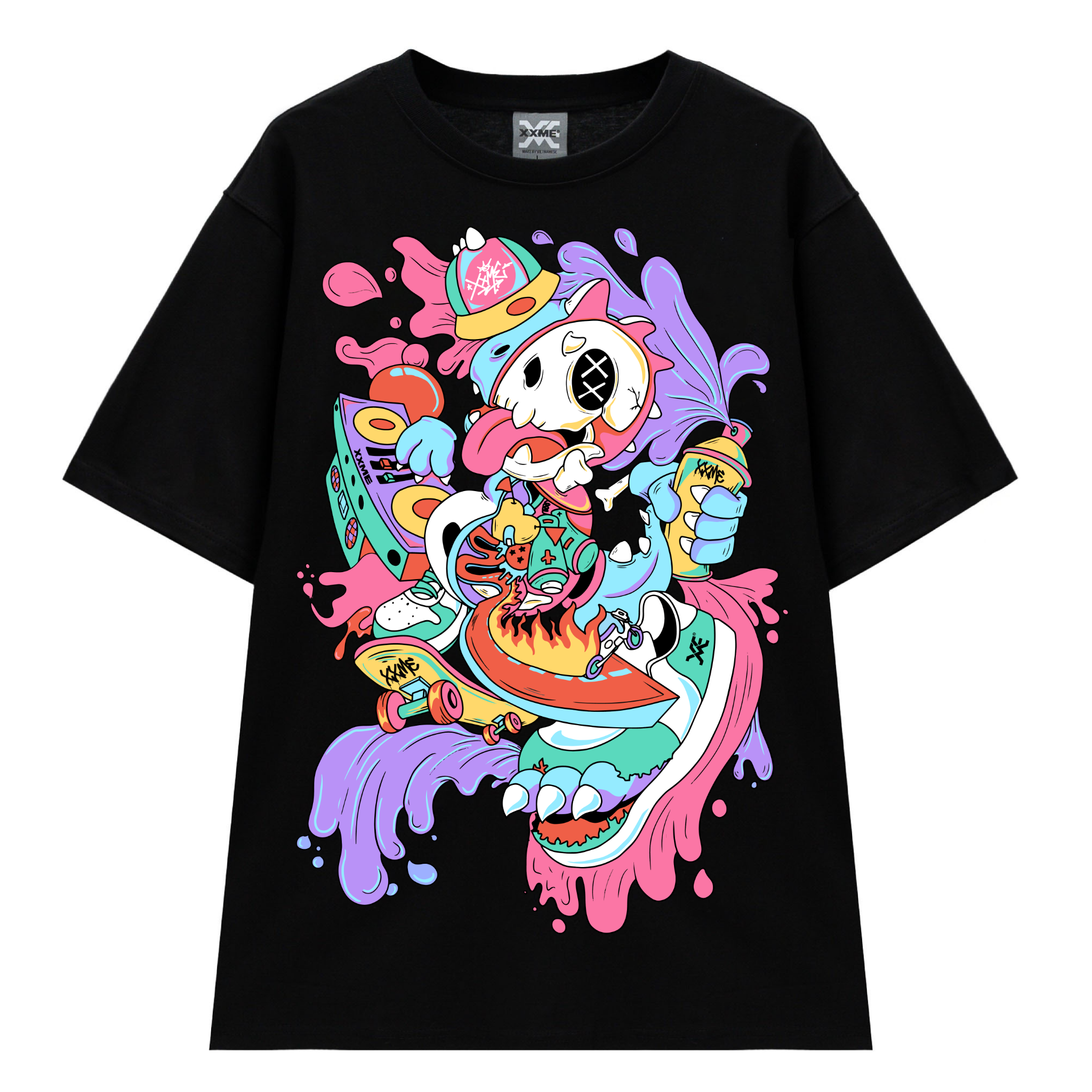 Áo Thun X-RAY RAWR Skeleton Tee - Black