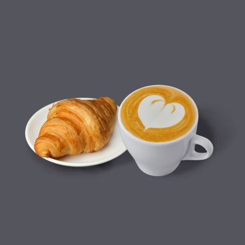  Cappuccino nóng + croissant 