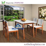 Bộ bàn ghế ăn gỗ tự nhiên Hòa Phát HGB63B, HGG63