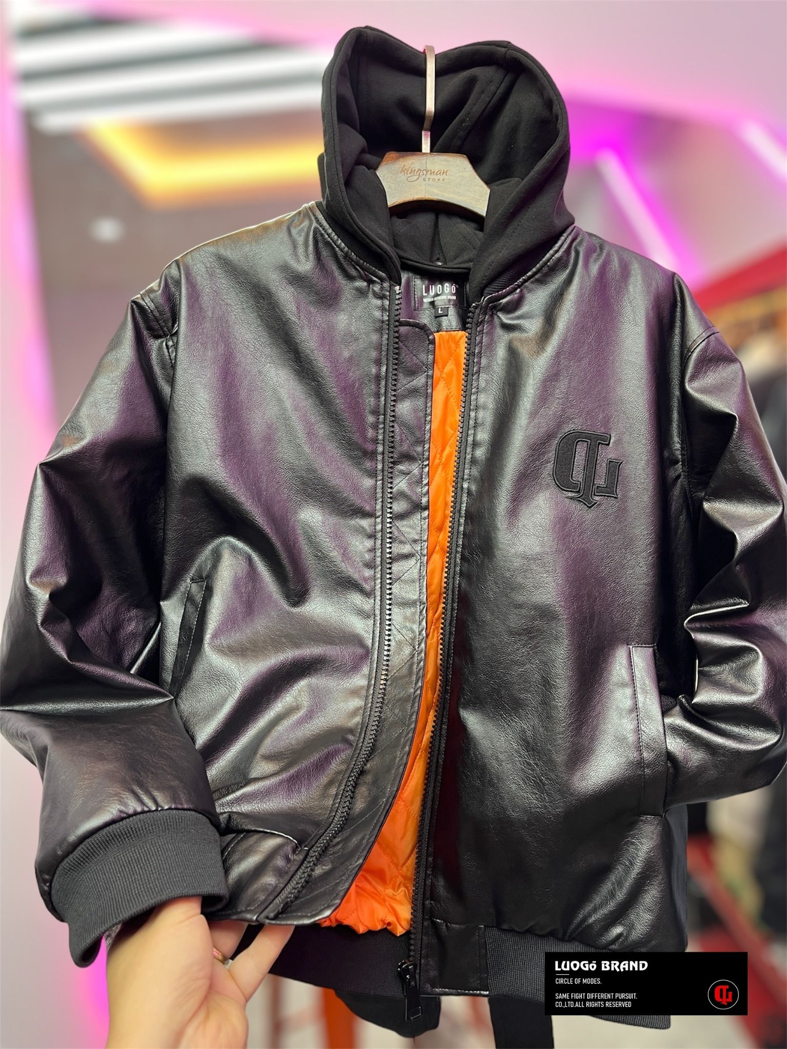  [ BLACK ] PU JACKET MŨ NỈ THÁO RỜI - AK2023/WT2023 