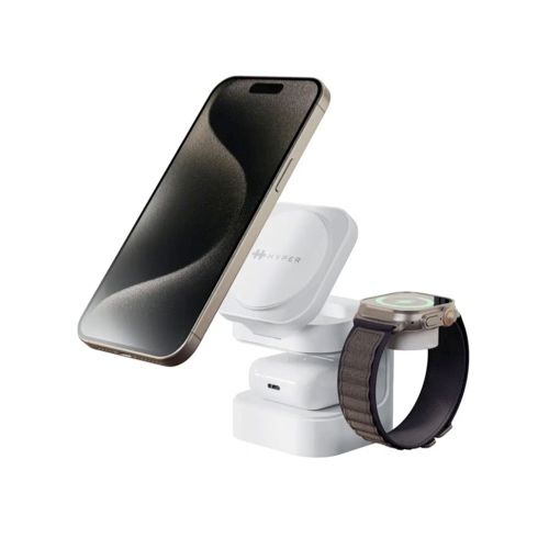 Bộ sạc không dây HyperJuice Qi2 3-in-1 magnetic charging stand