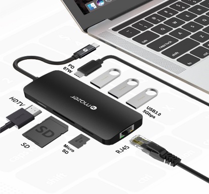Cổng Chuyển Đổi Mazer USB-C 8-in-1 HUB To HDMI 4K ( M-UC2MULTI4080-BK ) - Hàng Apple8