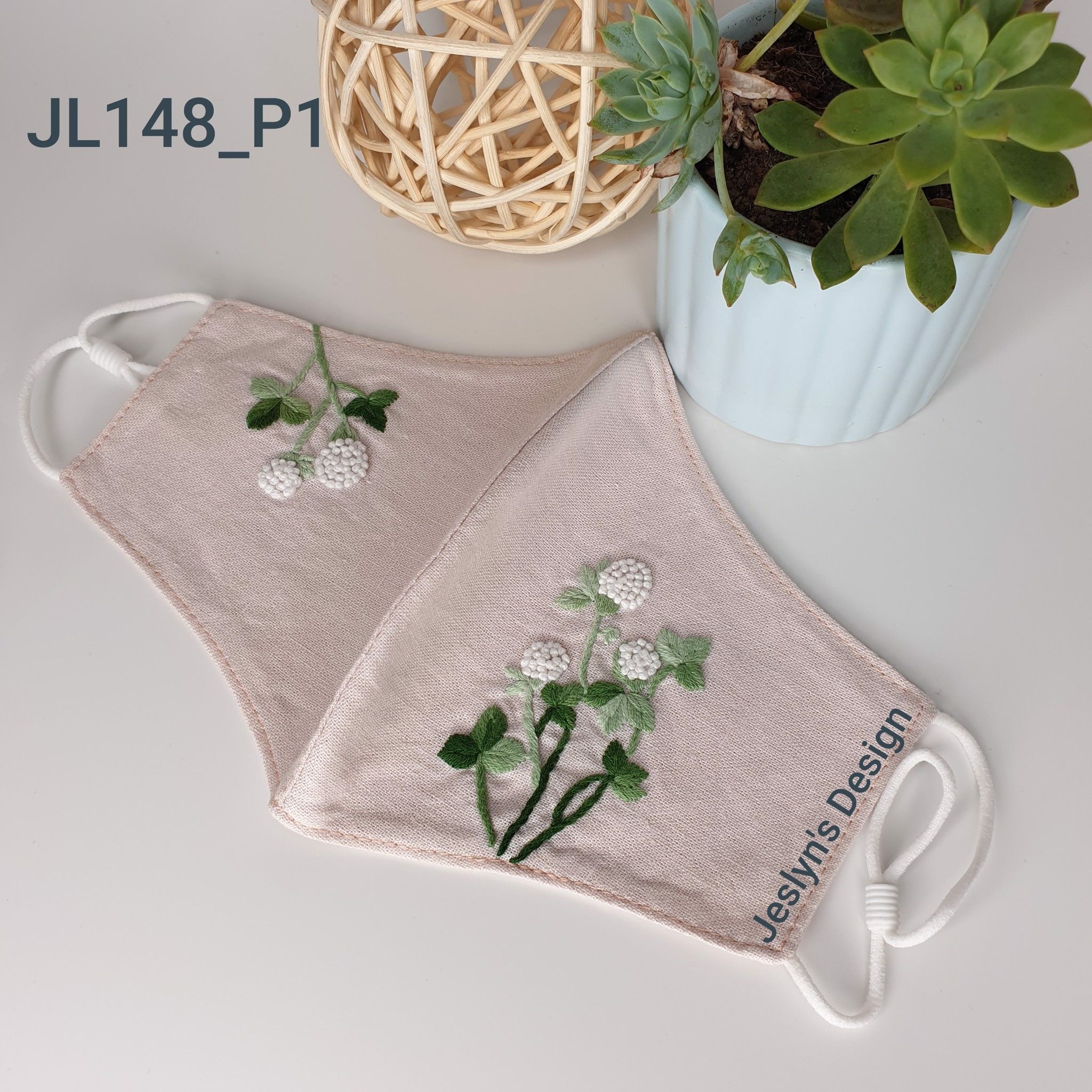 Bộ sưu tập Khẩu trang thêu tay vải linen Jeslyn JL148