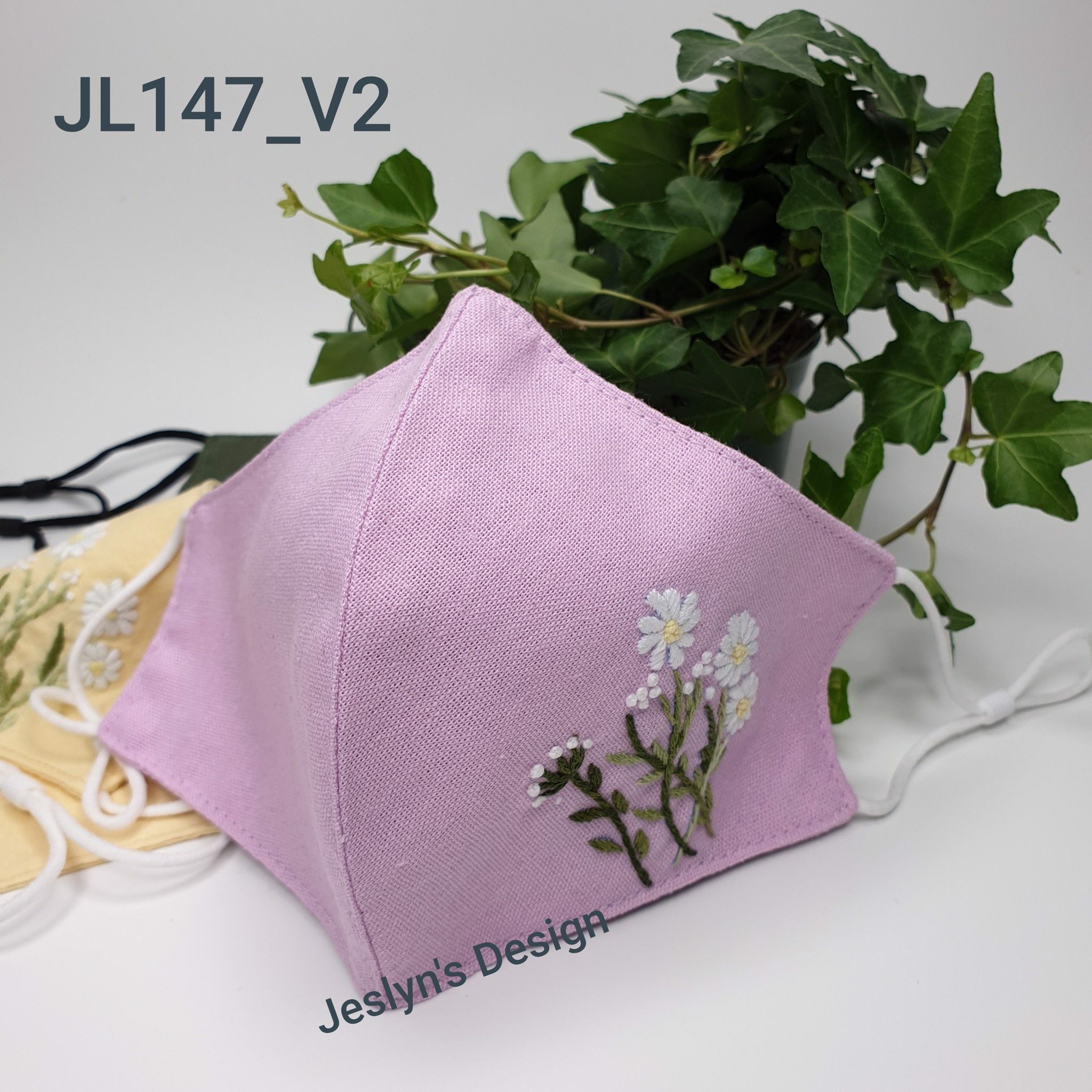 Khẩu trang thêu tay vải linen Jeslyn JL147