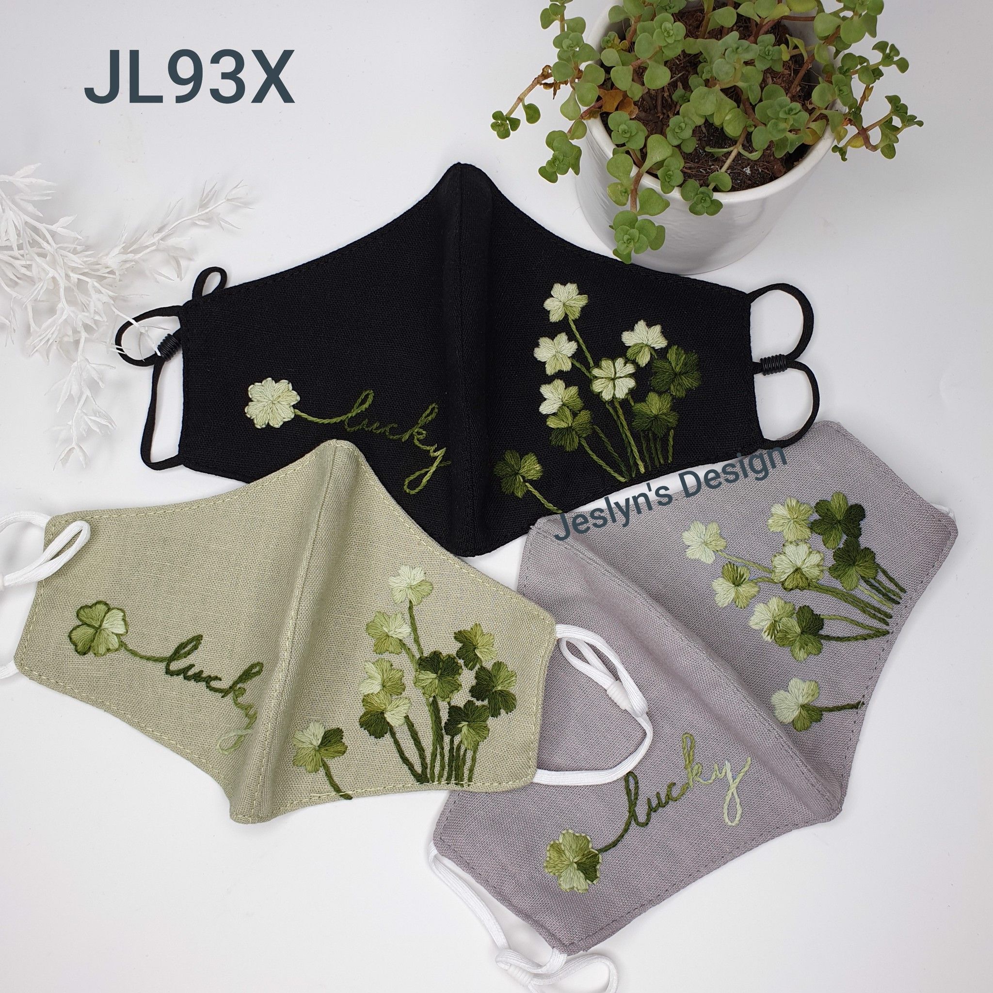 Khẩu trang thêu tay vải linen Jeslyn JL93X