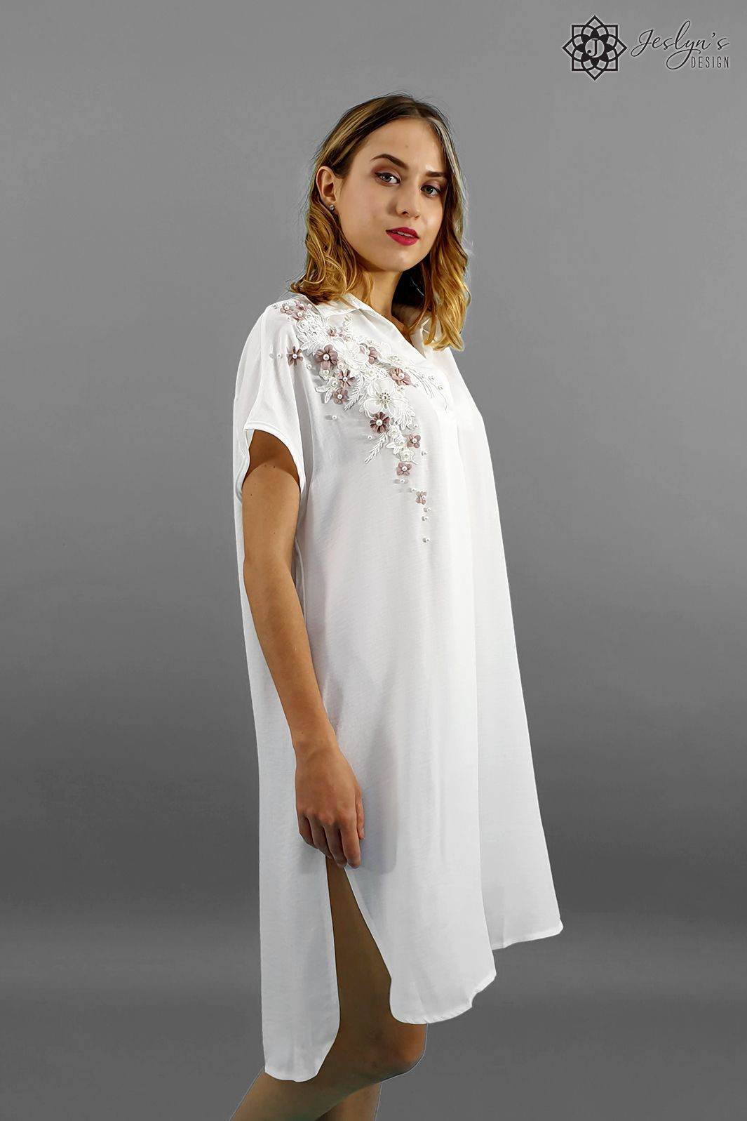 Cosmos white shirt dress D141J