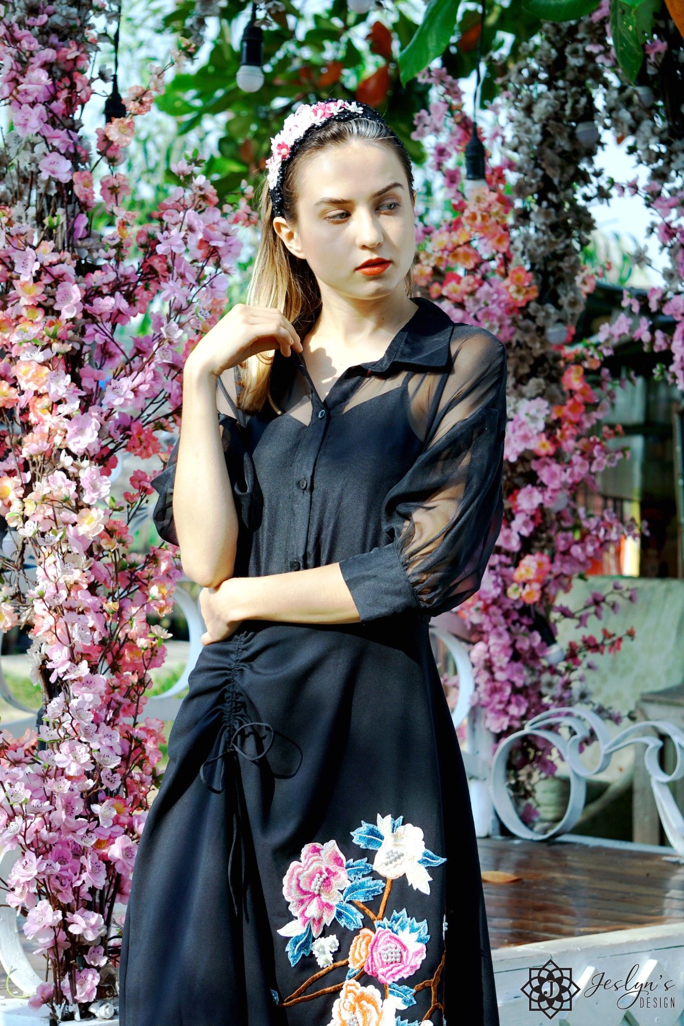 Peony black dress D190J
