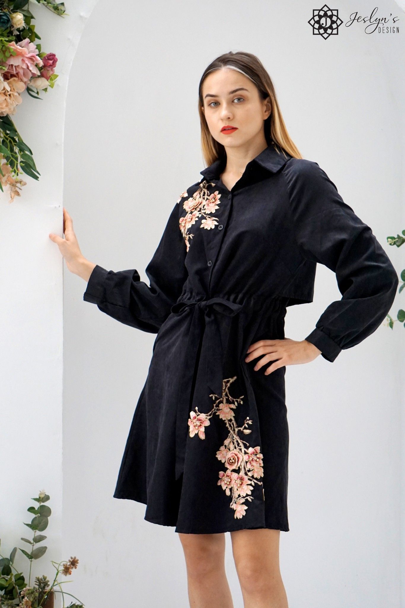Jasmine black shirt dress D252J
