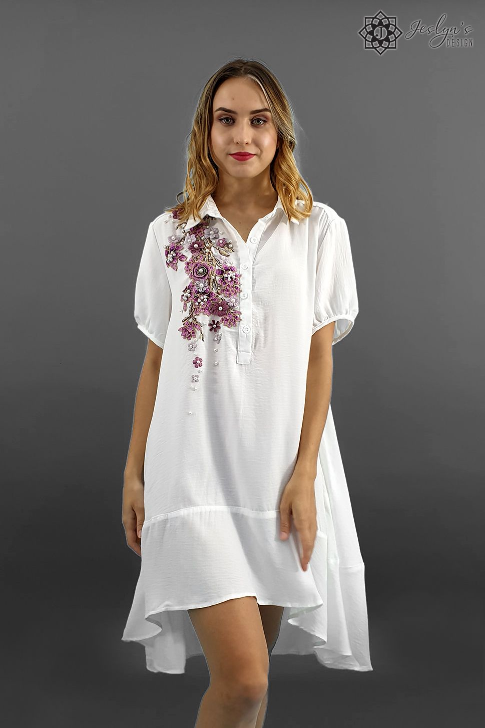 Fleur white shirt dress D82J
